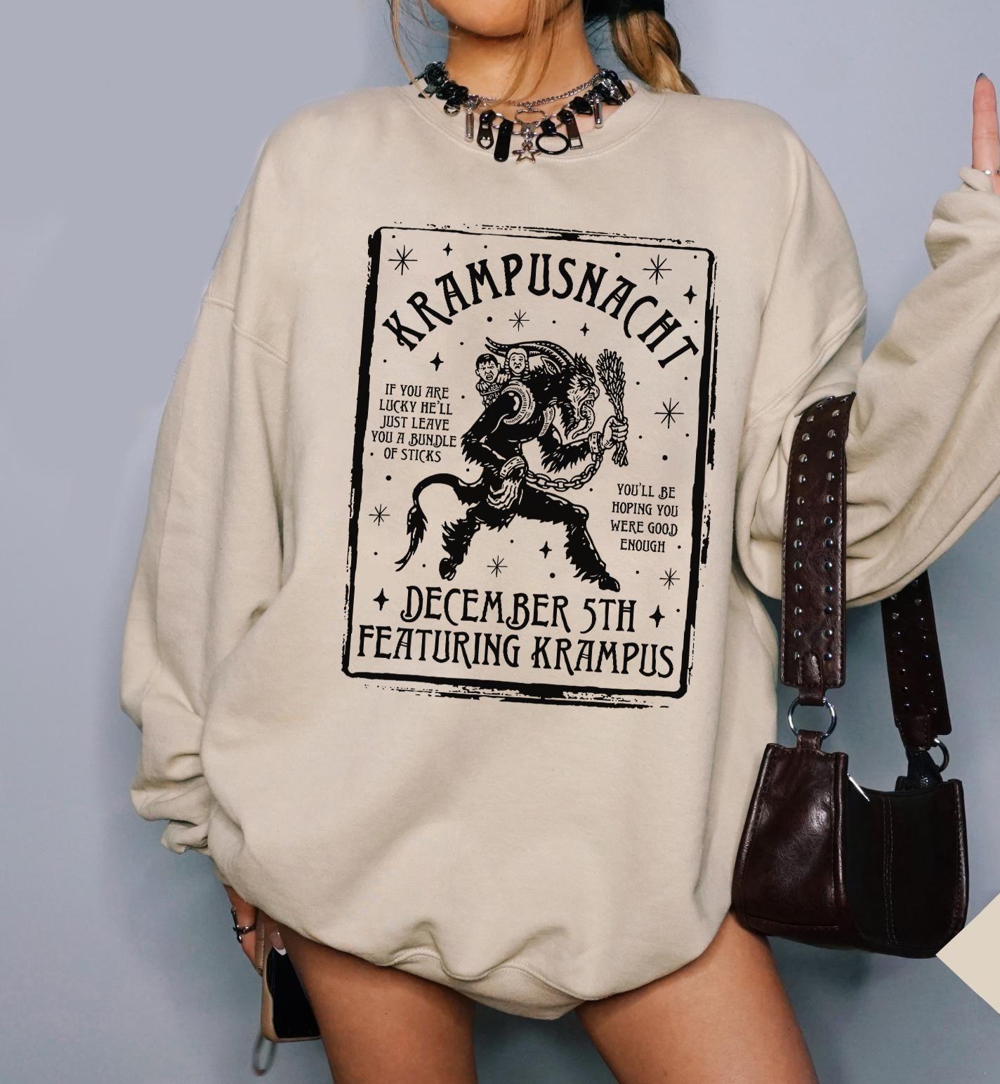 Krampusnacht December 5th German Christmas Sweatshirt, Krampus Horror Christmas Shirt, Festive Creepmas Aesthetic Shirt, Holiday Goth Shirt