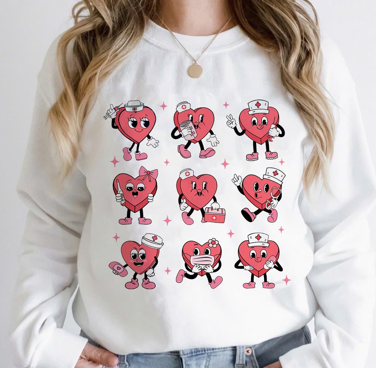 Nurse Valentine's Day Shirt, Gift For Nurse, Nurse Heart Shirt, Valentines Day Sweatshirt, Cute Valentines Day Shirt For Nurse, Nurse Shirt