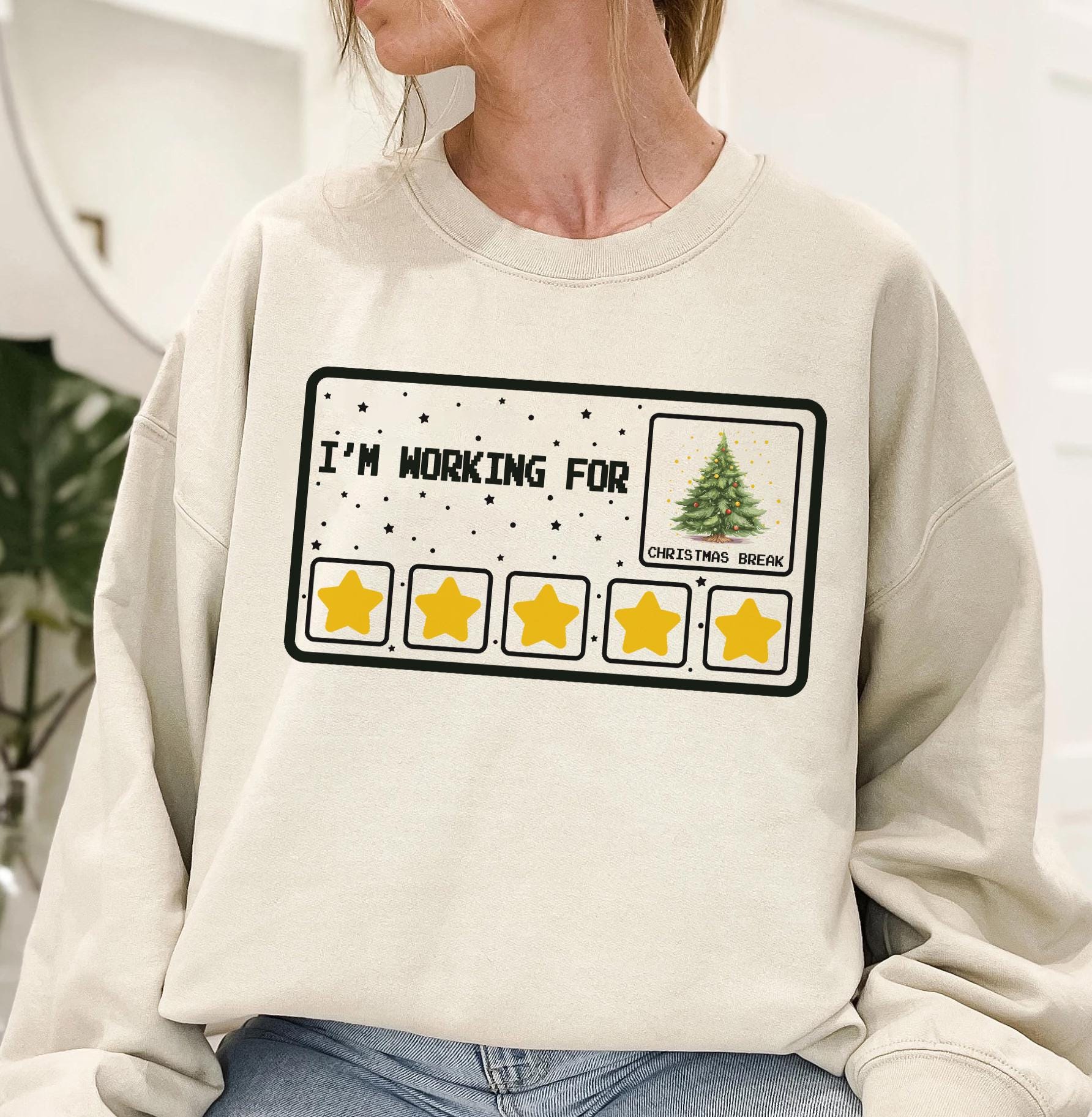 I Am Working For Christmas Break 5 Stars Shirt, Xmas Tree Sweatshirt,Christmas Break Shirt,Special Education Teacher Shirt,5 Stars Christmas