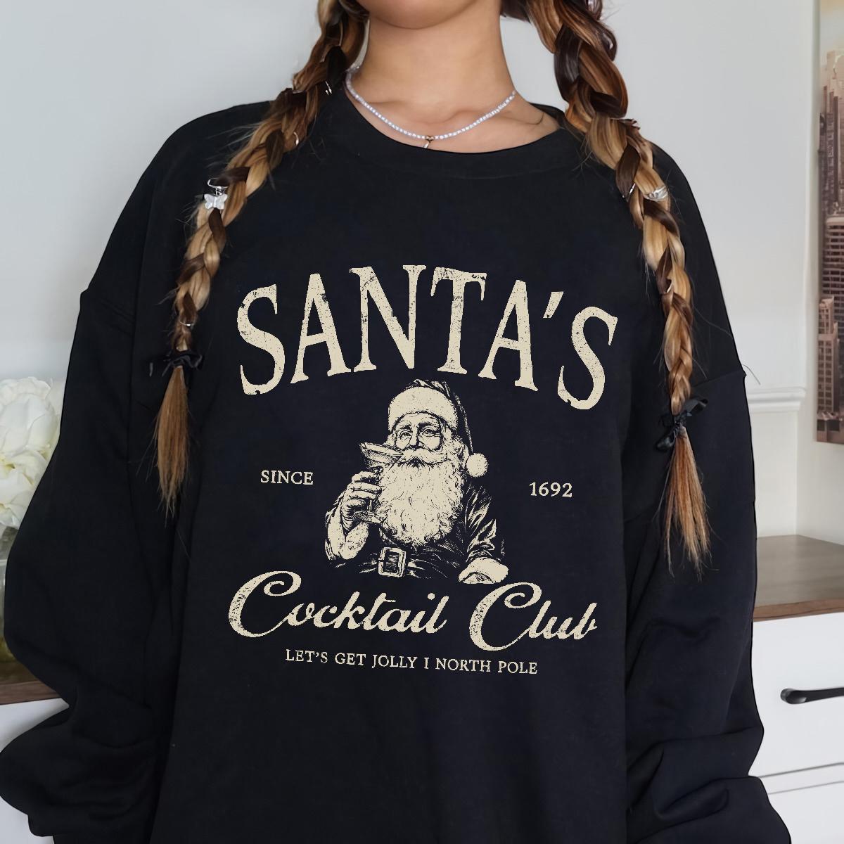 Santas Cocktail Club Christmas Sweatshirt,Funny Christmas Espresso Martini Dirty Martini Christmas Shirt,Brewdolph Bachelorette Shirt