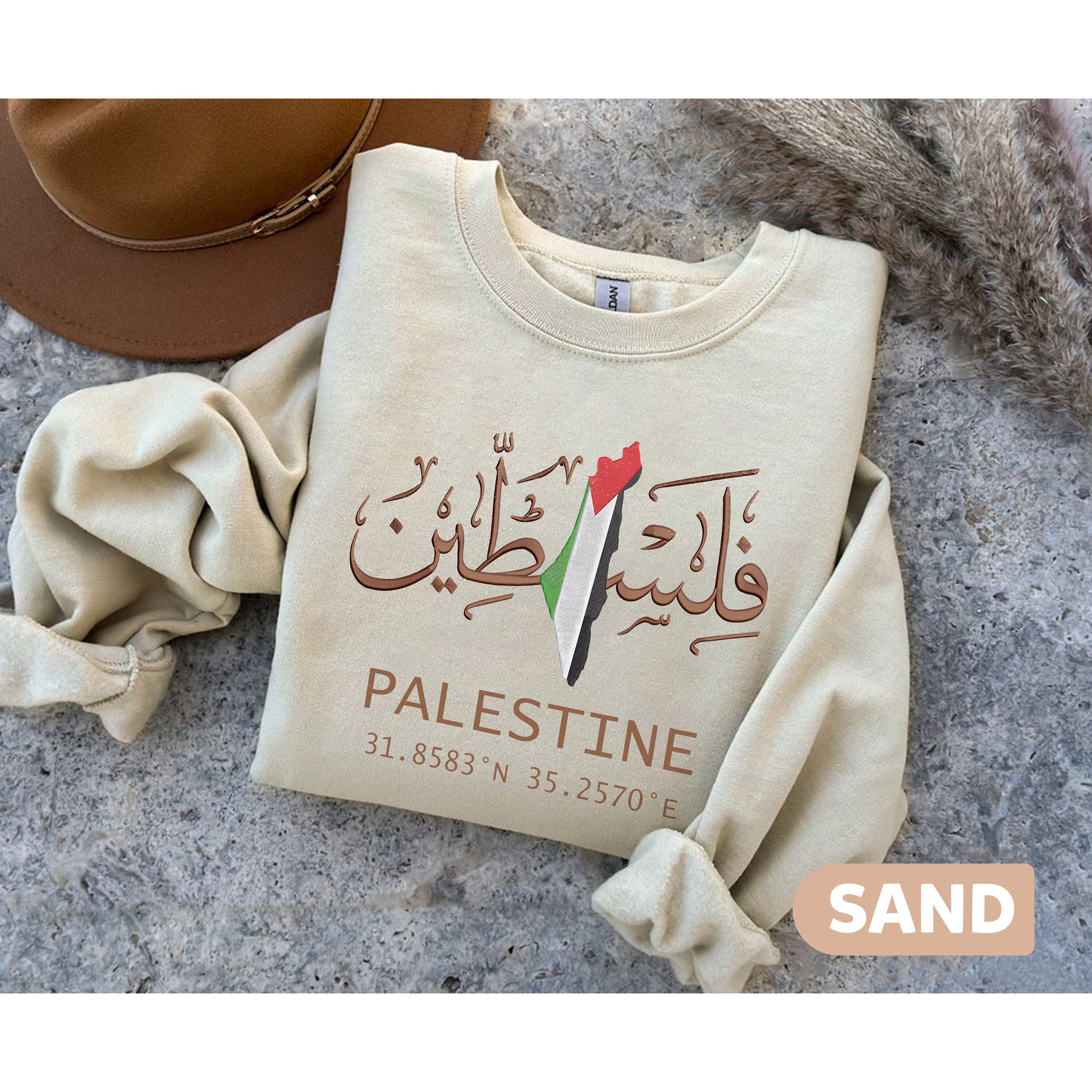 Free Palestine Sweatshirt, Palestine Arabic Calligraphy Crewneck Sweater, Solidarity for Palestine Protest Jumper,Stand With Palestine Shirt