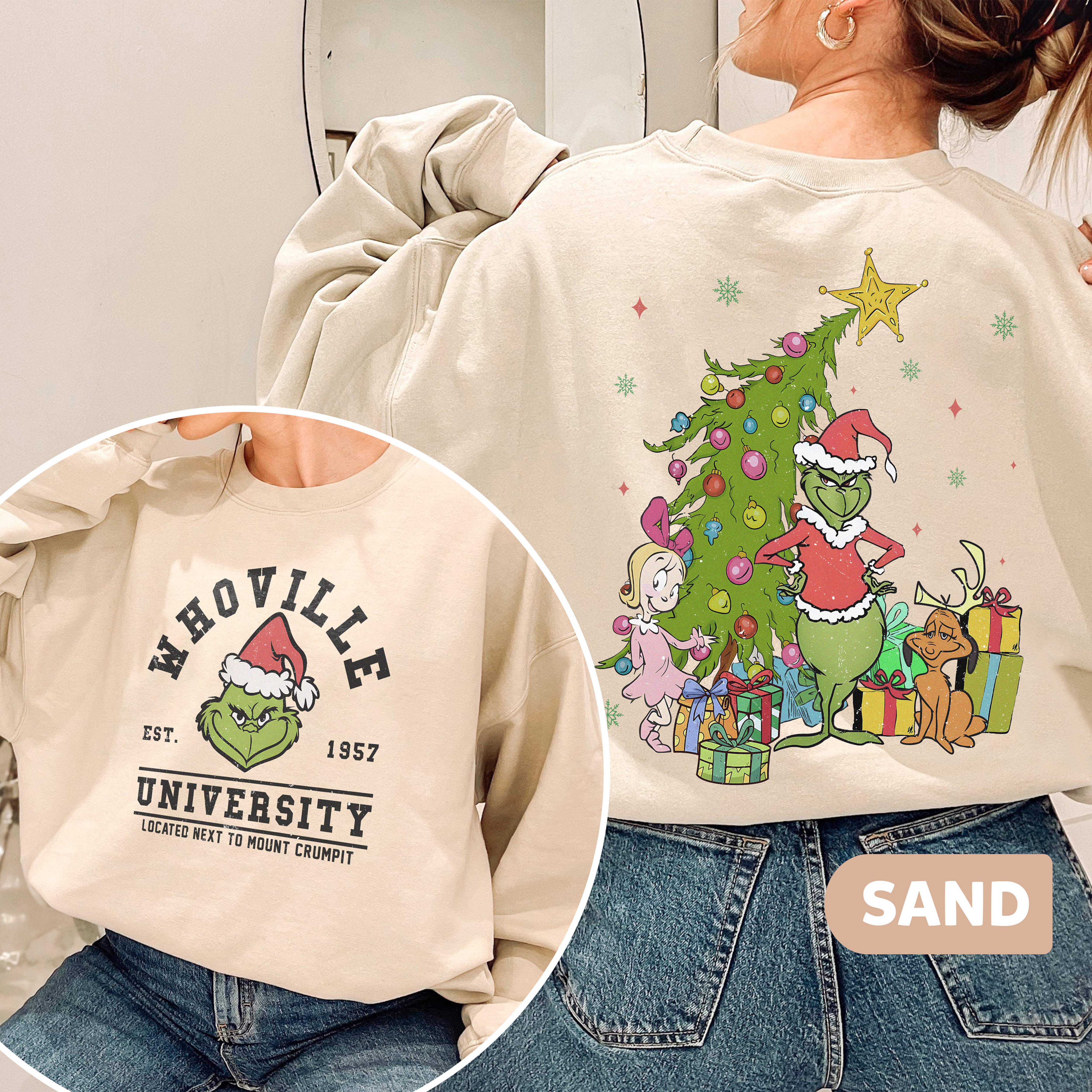 Retro Whoville University Sweatshirt, Whoville Sweatshirt, Grinch Christmas Sweatshirt, Grinchmas Shirt, Christmas Sweater, Christmas Gift