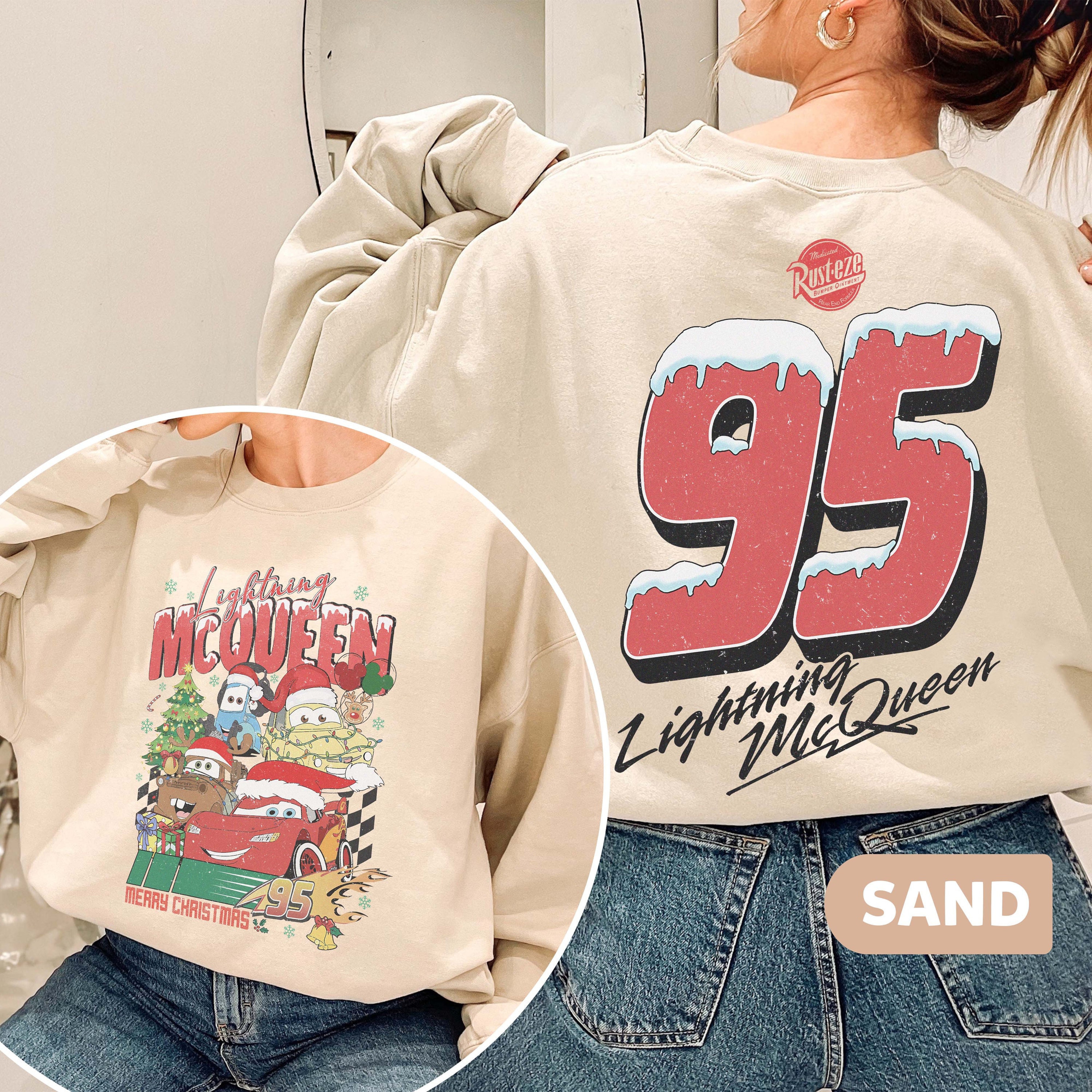 2-Sided Lightning Mcqueen Christmas Sweatshirt, Disney Cars Christmas Shirt, Disney Pixar Shirt, Disney Christmas Sweatshirt, Christmas Gift