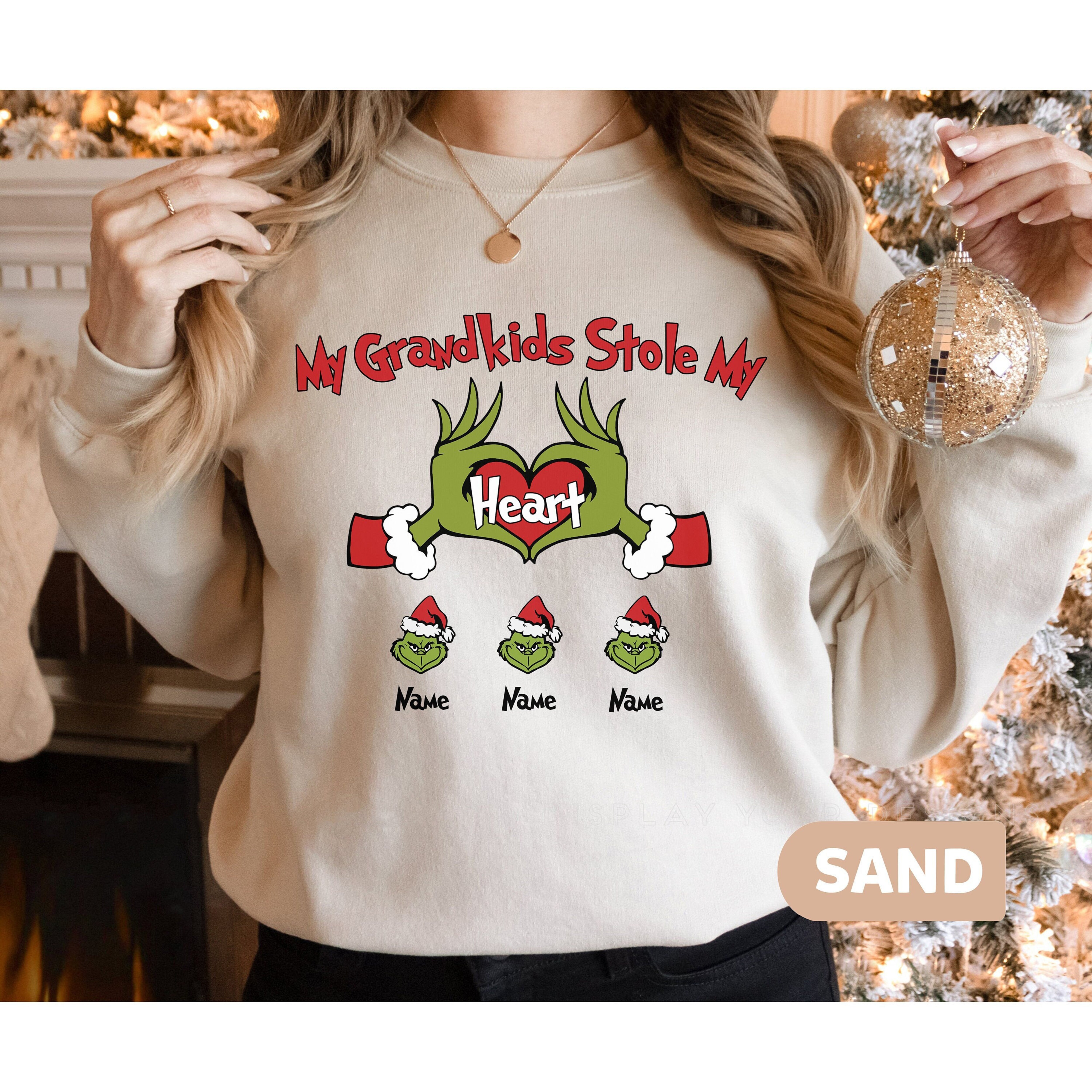 Personalized Grinchmas Kids Family Sweatshirt, My Kid Stole My Heart Custom Sweatshirt Hoodie, Gift For Family Shirt, Grinch Grandma Shirt