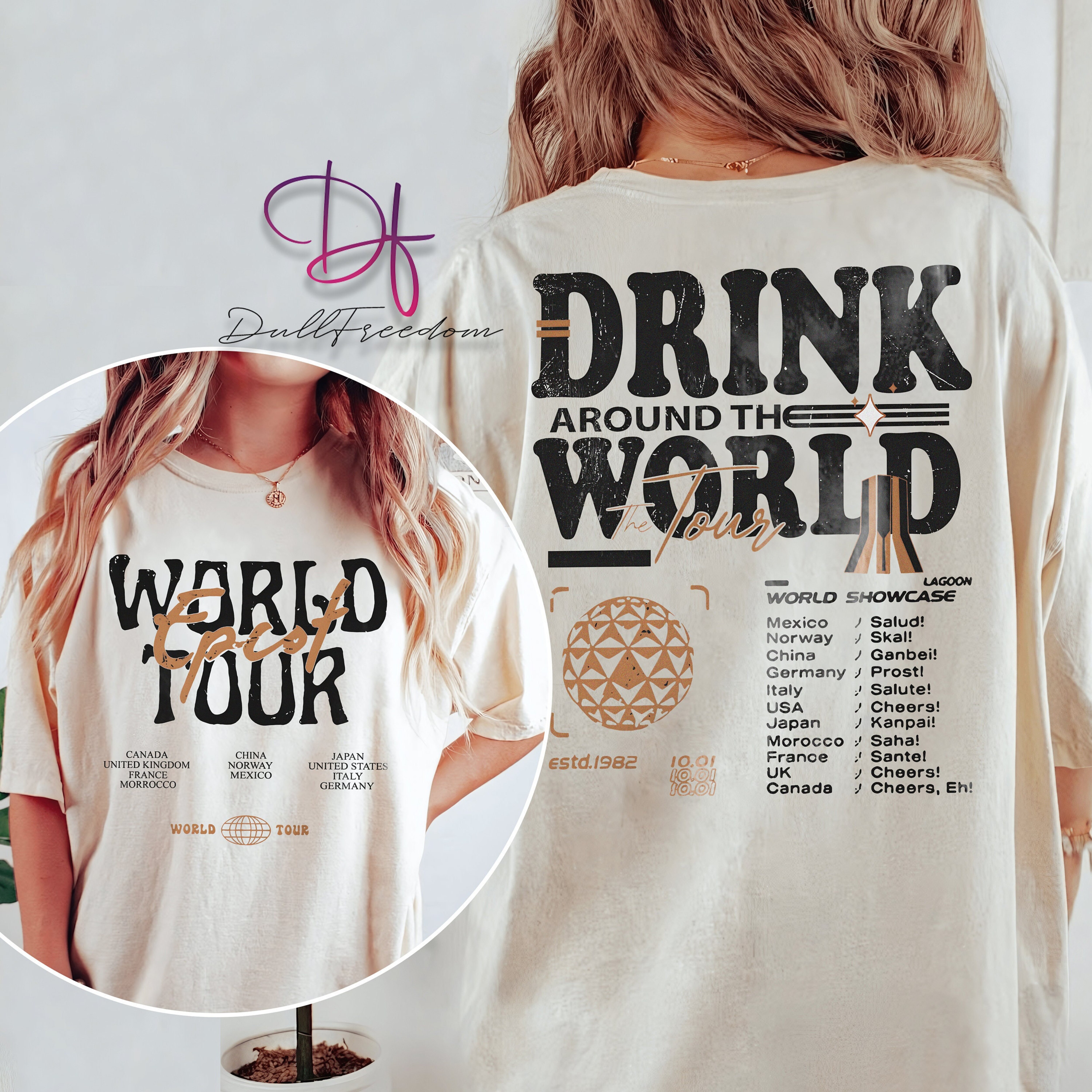 Epcot Drink Around The World Tour  Shirt, Epcot Center 1982 Shirt, Disney Epcot Shirt, Disney Family Shirt, Disney Trip Shirt