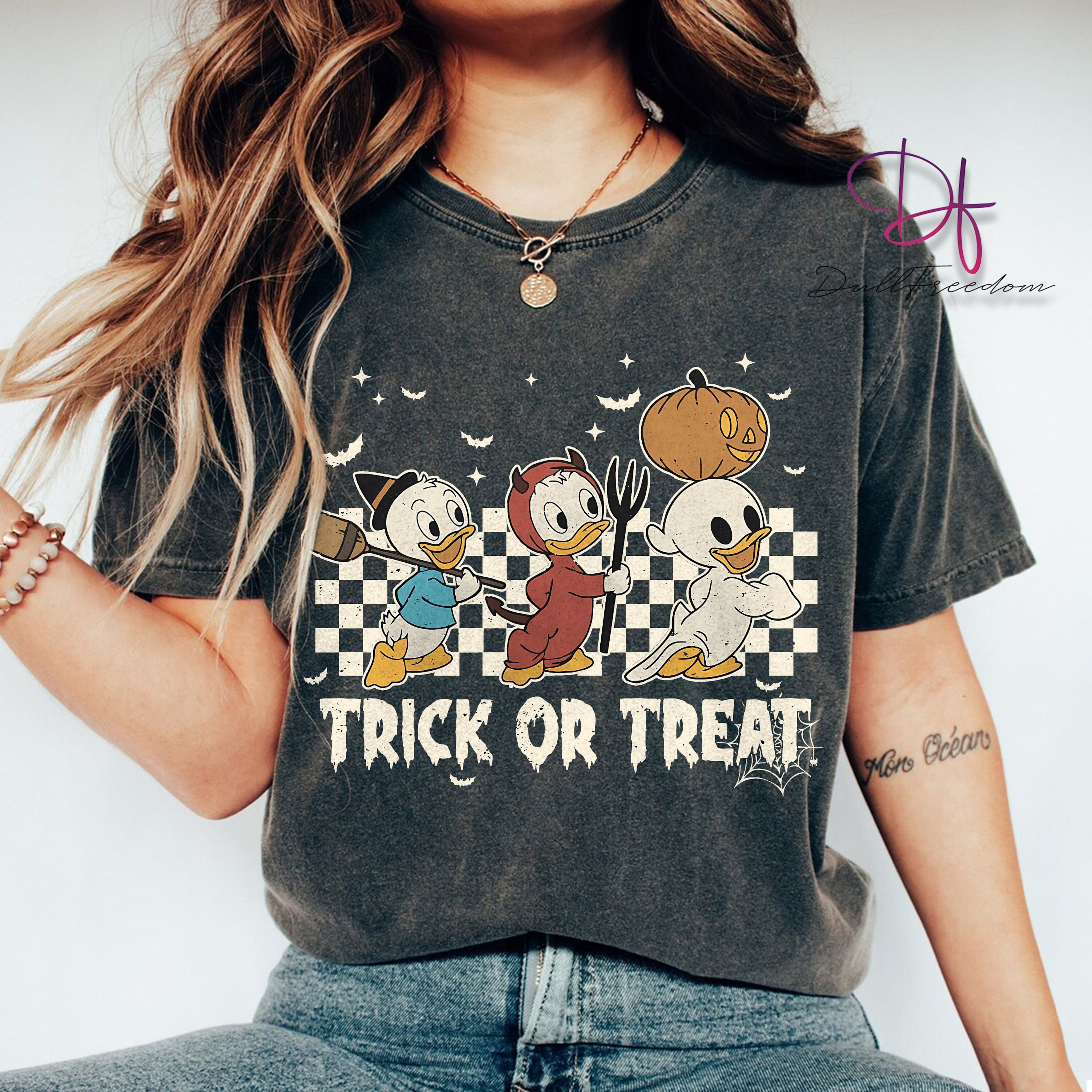 Retro Huey Dewey Louie Halloween  Shirt, Trick Or Treat Shirt, Disney Halloween Shirt, Halloween Shirt, Halloween Kids Shirt