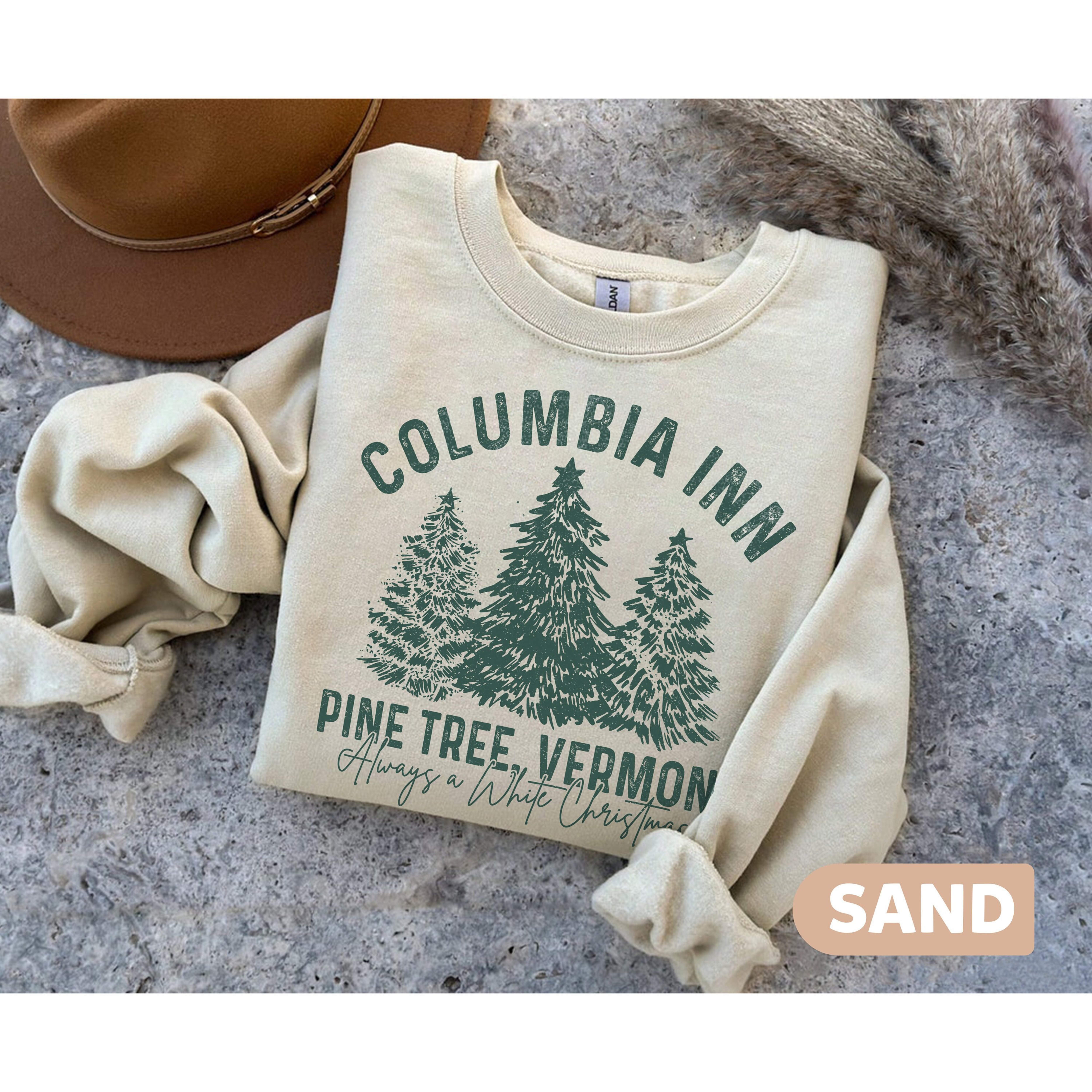 Columbia Inn Pine Tree Vermont Christmas Sweatshirt, A White Christmas Sweatshirt, America Snow Playground Shirt, Christmas Movie Sweatshirt