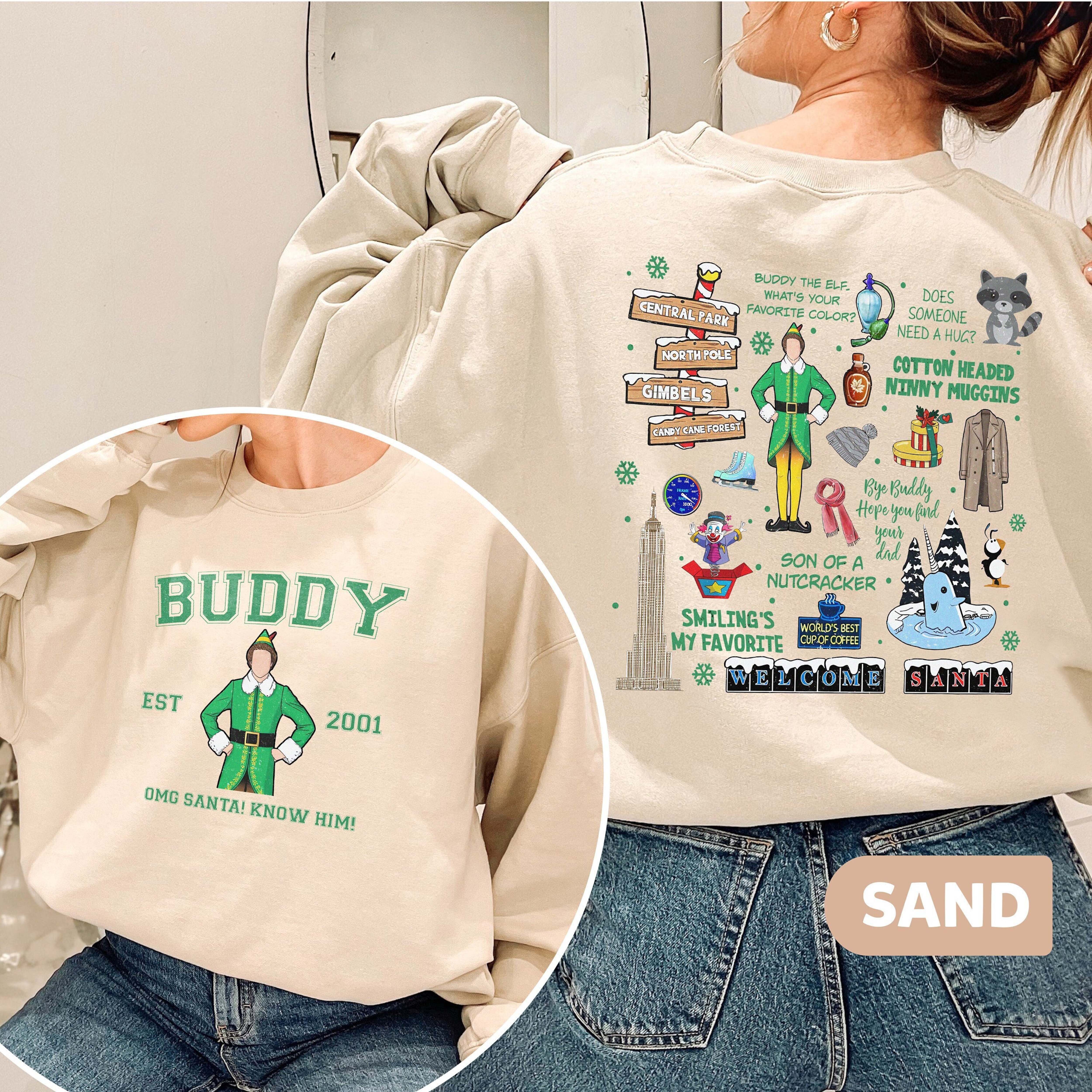 Buddy The Elf OMG Santa I Know Him Sweatshirt, Buddy Elf Christmas, Elf Merry Christmas 2023, Christmas Movie, Xmas Gift Sweatshirt Shirt