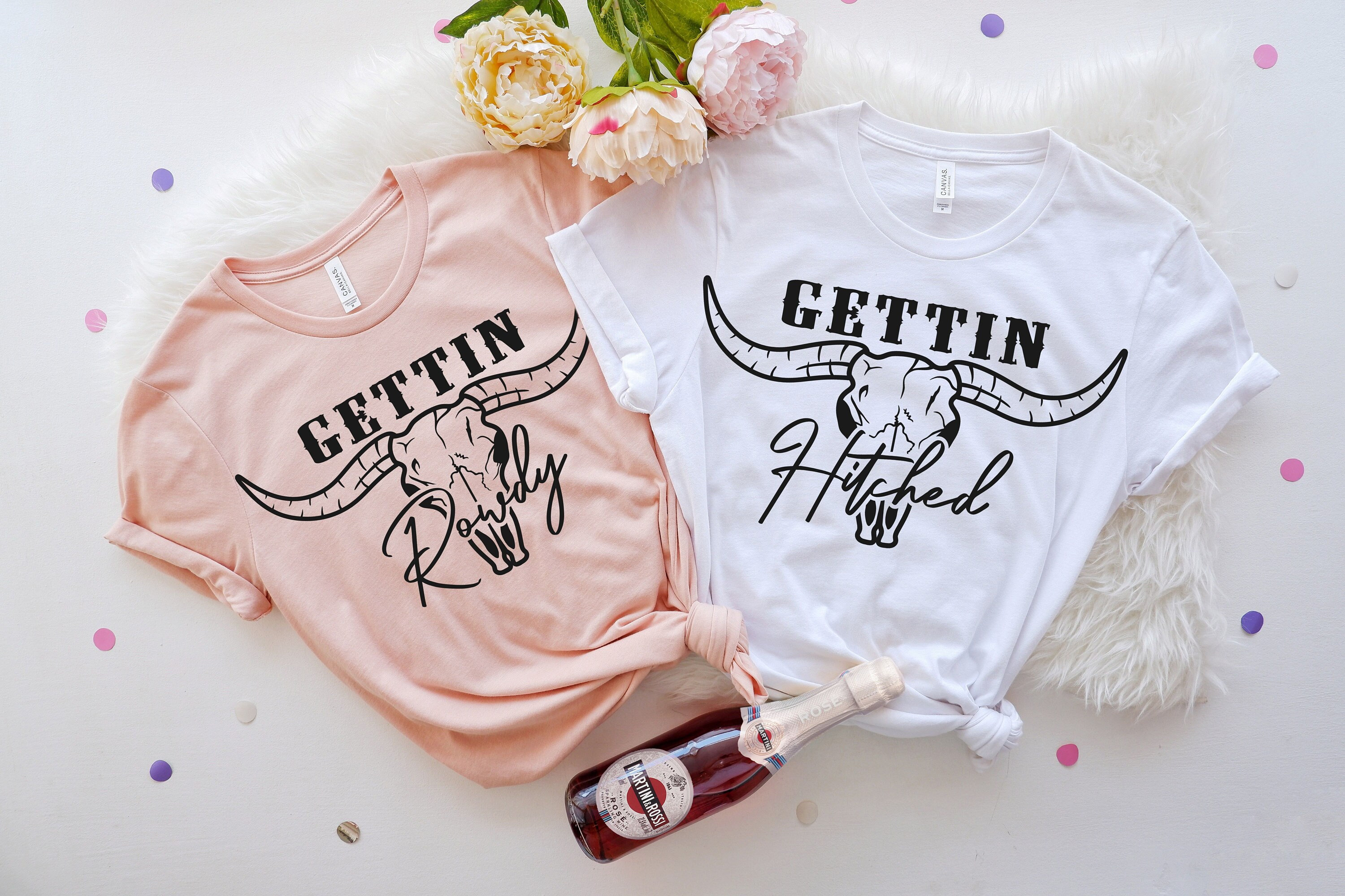 Getting Rowdy Hitched Shirt, Nashville Wedding Gift, Bride Shirt, Western Bachelorette Party Favors, Team Bride, Western Bridal Party Shirts