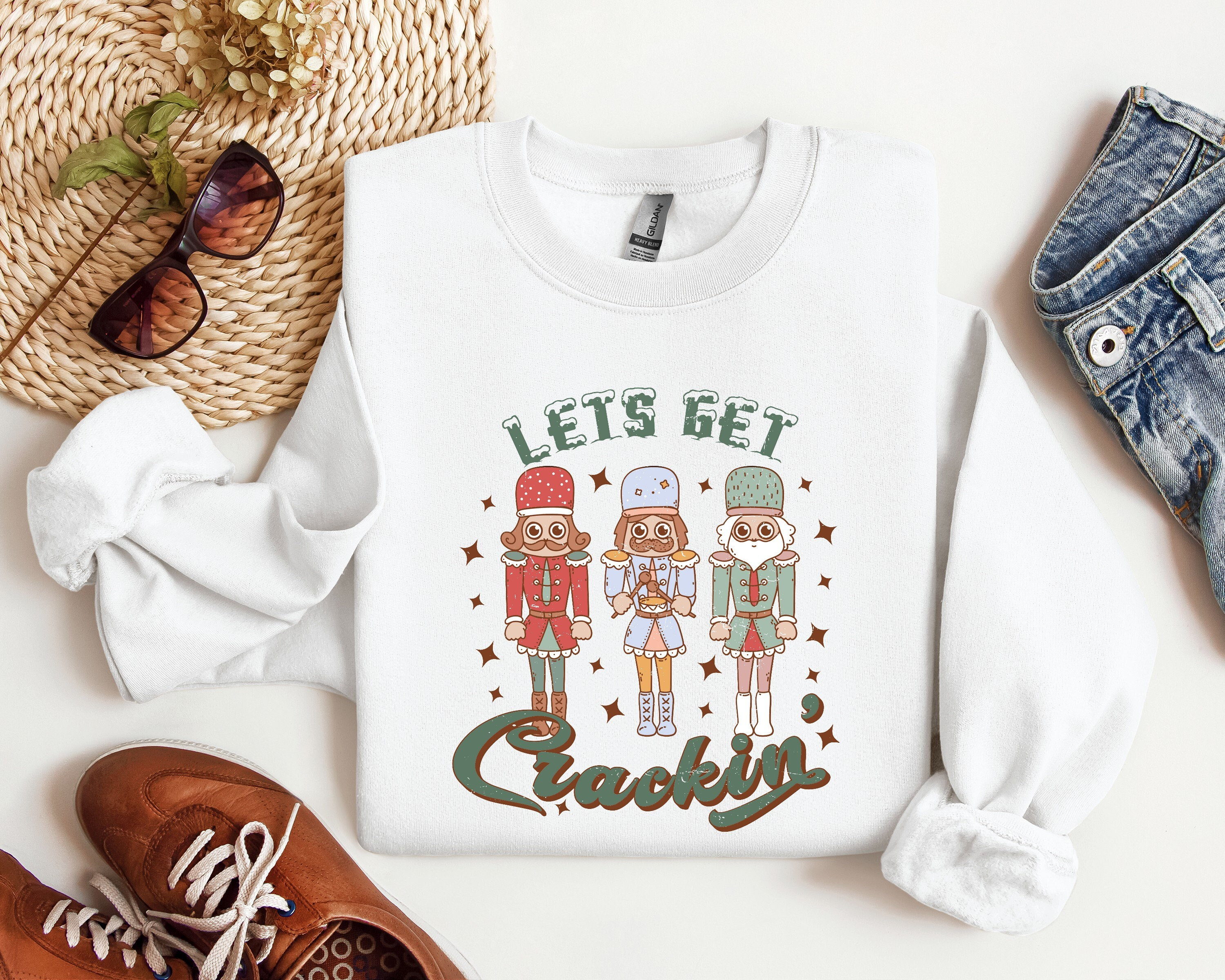 Nutcracker Sweatshirt, Let's Get Crackin' Nutcracker Shirt, Retro Christmas Nutcracker Sweater, Vintage Nutcracker Sweater, Nutcracker Shirt