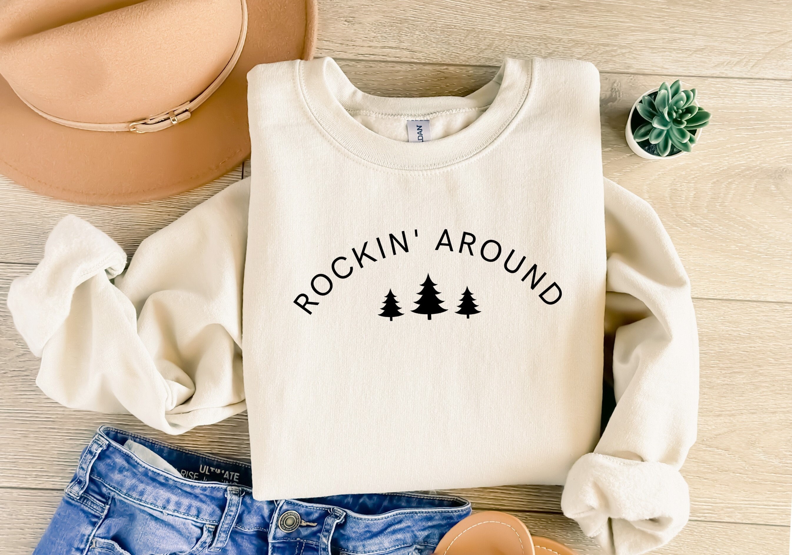 Christmas Tree Sweatshirt, Rockin Around the Christmas Tree Shirt, Minimal Christmas Crewneck, Holiday Sweatshirt, Christmas Gift Shirt