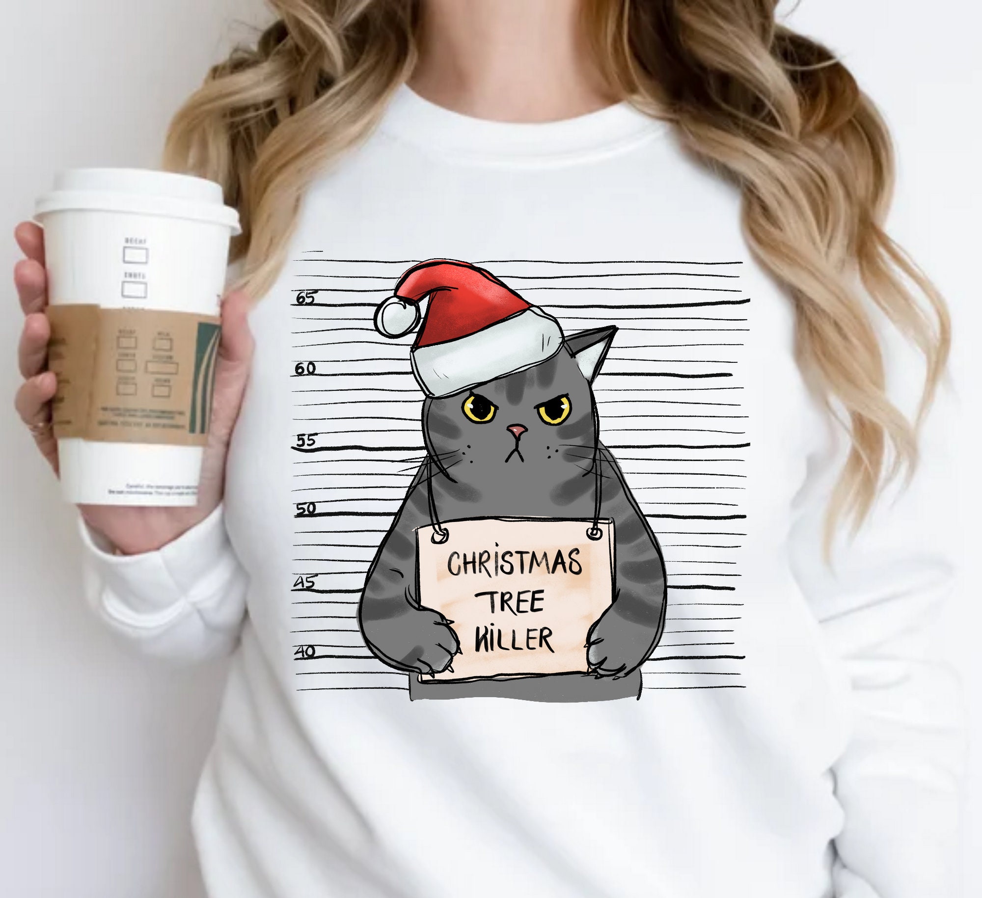 Christmas Tree Killer Shirt, Christmas Cat Sweatshirt, Funny Christmas Cat Shirt, Christmas Gift, Cat Lover Shirt, Christmas Tree Shirt