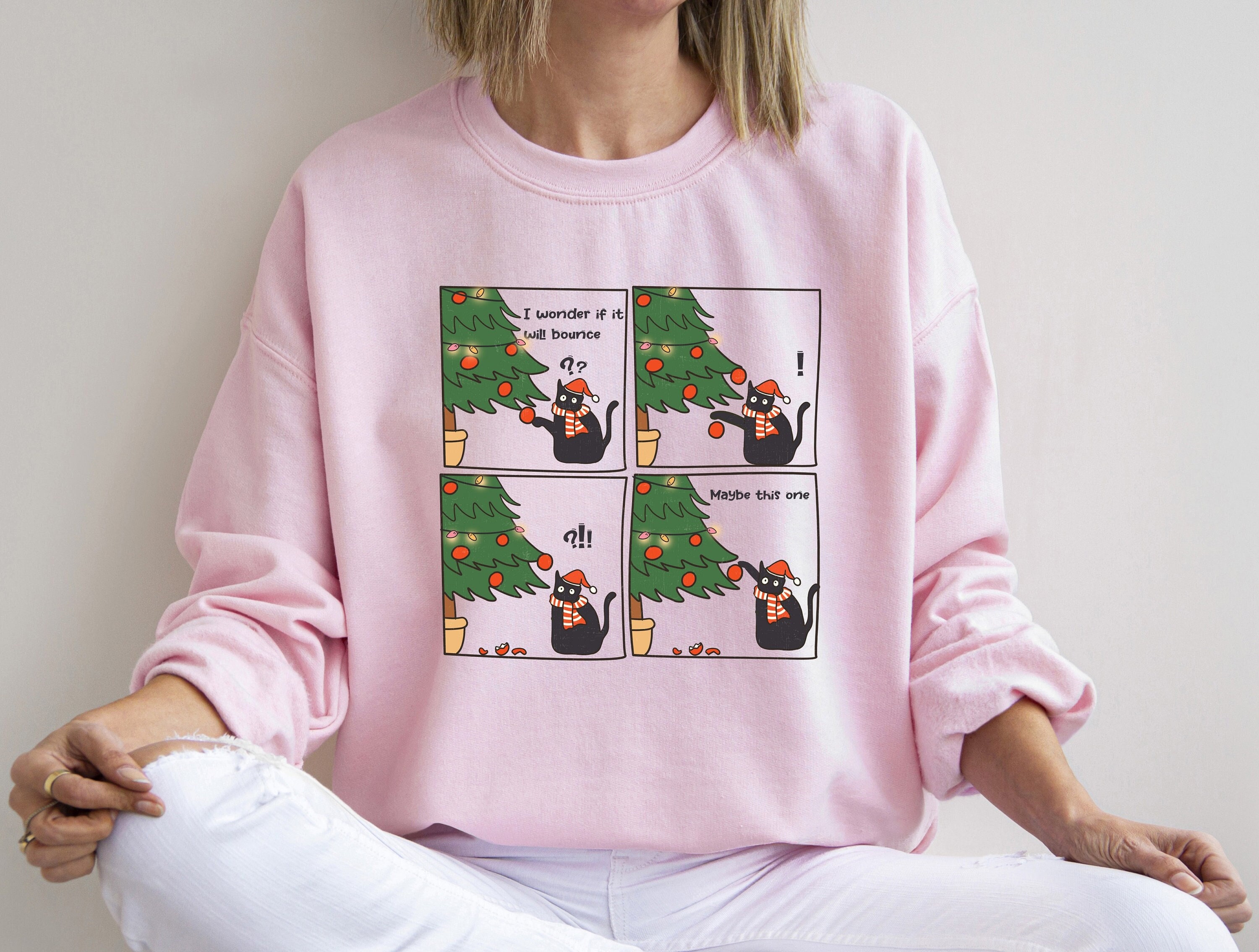 Christmas Cat Sweatshirt, Funny Christmas Sweater, Christmas Cat Shirt, Christmas Tree Shirt, Christmas Gift, Cat Lover Shirt