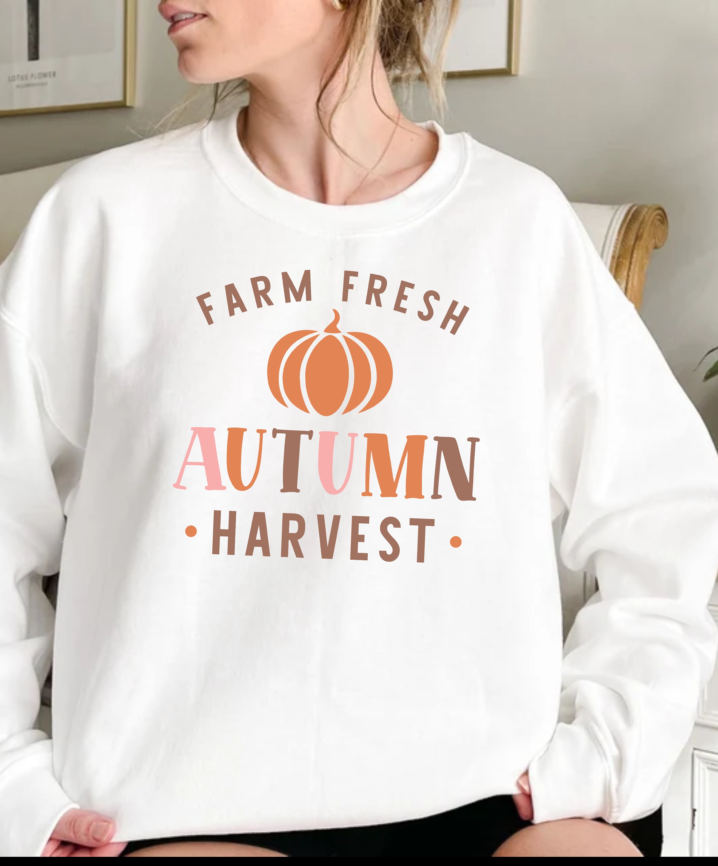 Farm Fresh Autumn Harvest Sweatshirt, Fall Sweatshirt, Pumpkin Sweatshirts, Womens Fall Outfit, Fall Crewneck, Fall Shirts, Fall T-Shirt