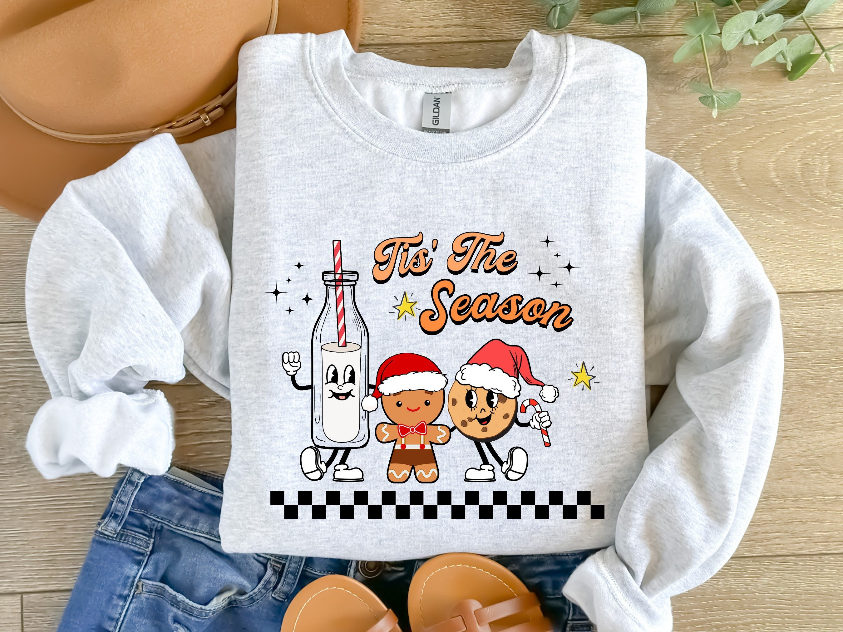 Tis The Season Sweatshirt, Funny Christmas Shirt, Milk and Cookies Shirt, Retro Christmas Sweater, Matching Christmas, Cute holiday Shirt