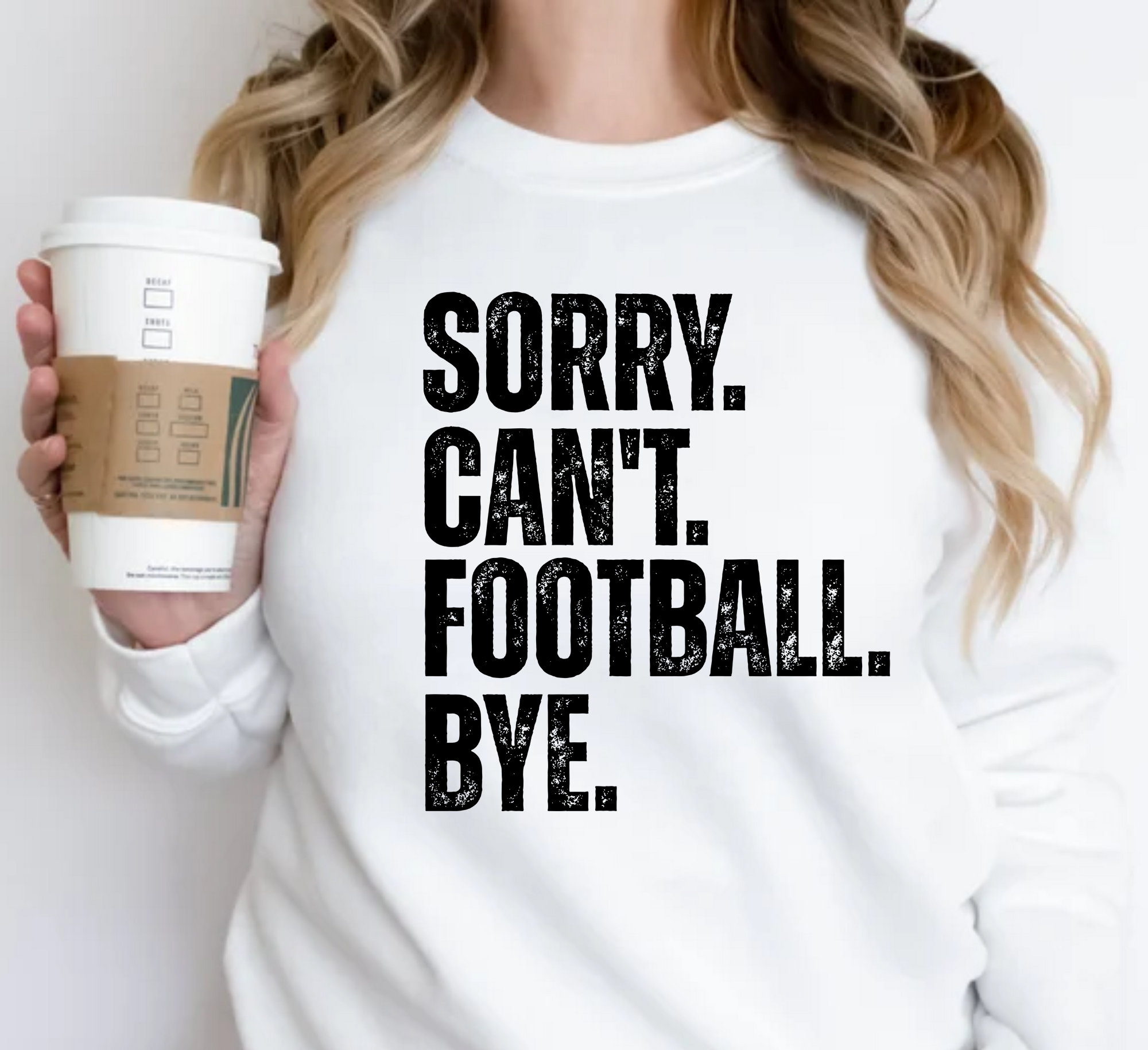 Custom Funny Sweatshirt Sorry Can't Football Bye for Women Men, Football Life Sweater for Friends Family Groups, Gift for Football Lover