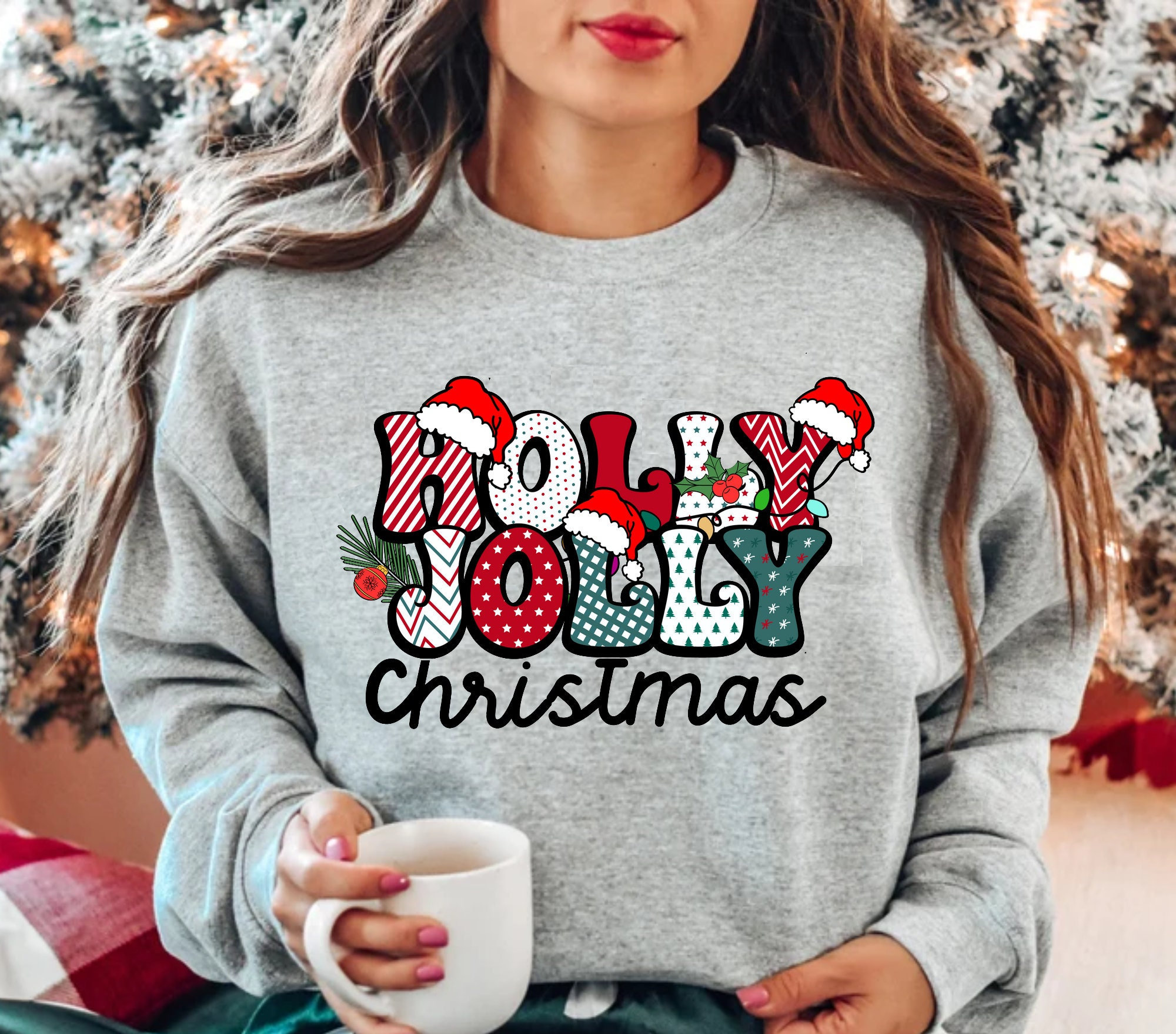 Holly Jolly Christmas Sweatshirt, Holly Christmas Shirt, Holly Jolly Vibes Sweater, Christmas Matching Family Shirts, Christmas Crewneck