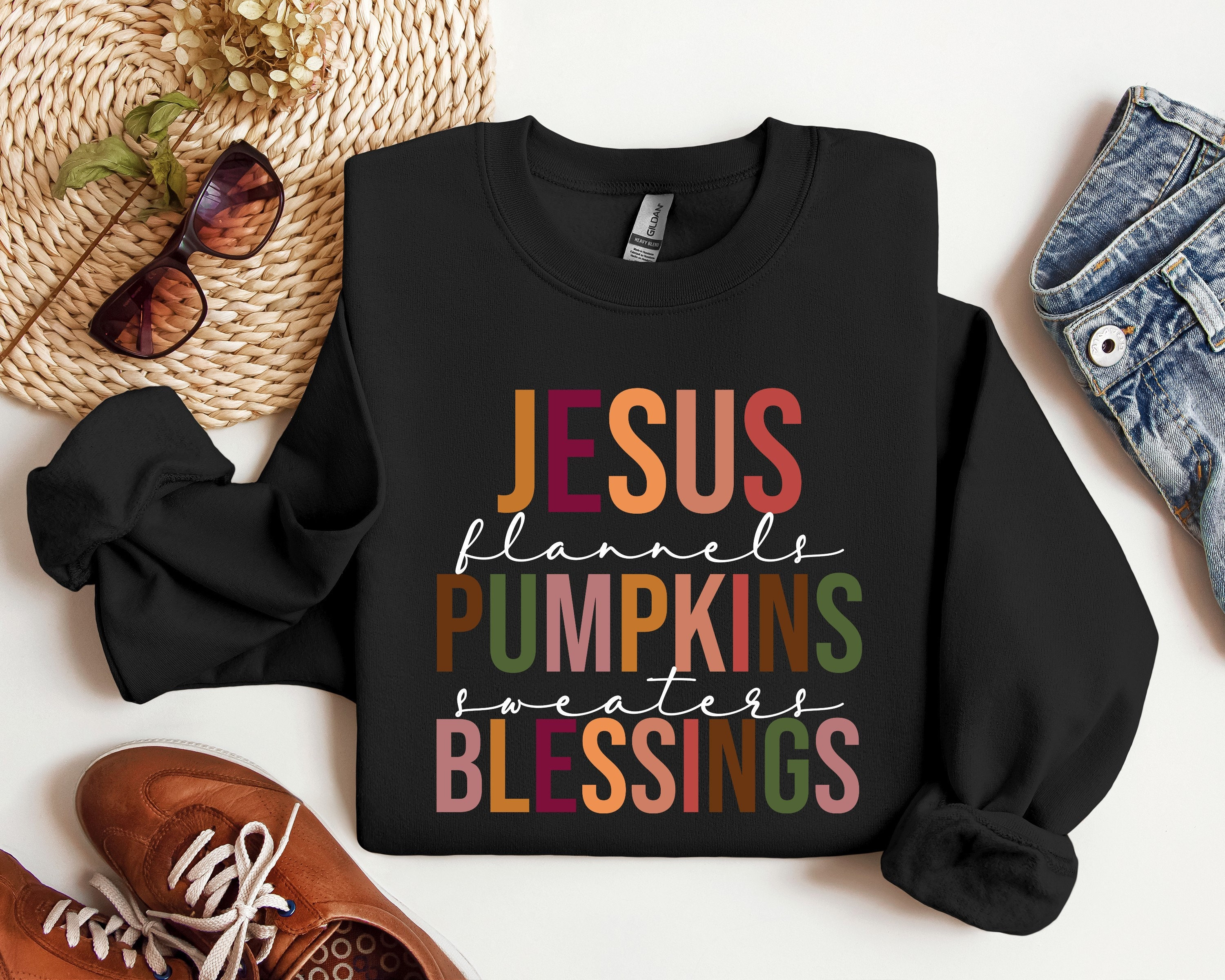 Jesus flannels pumpkins Sweaters, Blessings Shirt, Flannels Sweatshirt, Fall Jesus shirt, Pumpkin Spice tee, Thankful Shirt