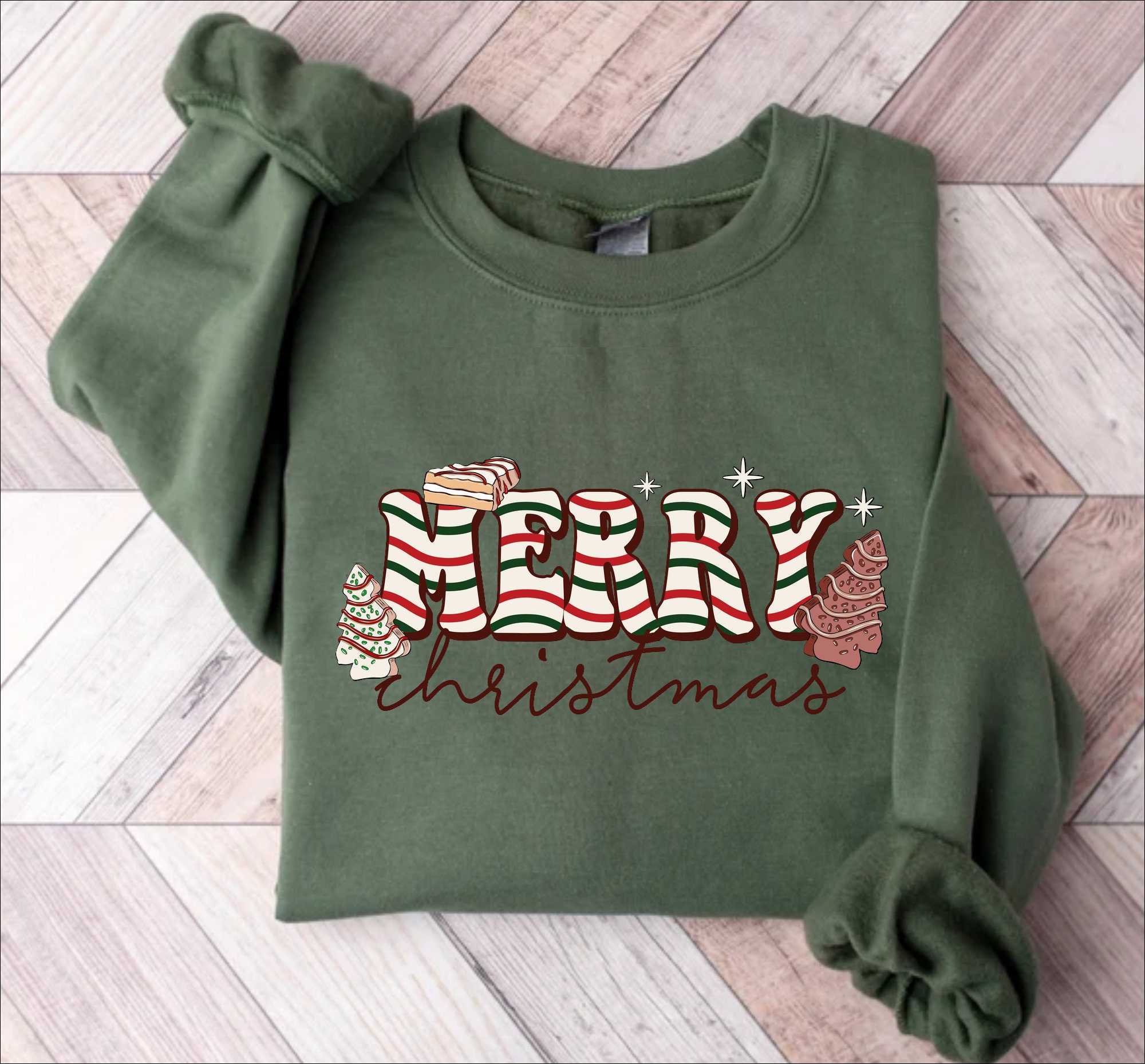 Merry Christmas Sweatshirt,  Merry  Sweatshirt, Christmas Sweatshirts for Women, Merry And Bright Shirt, Christmas Cake Crewneck Tee Shirt