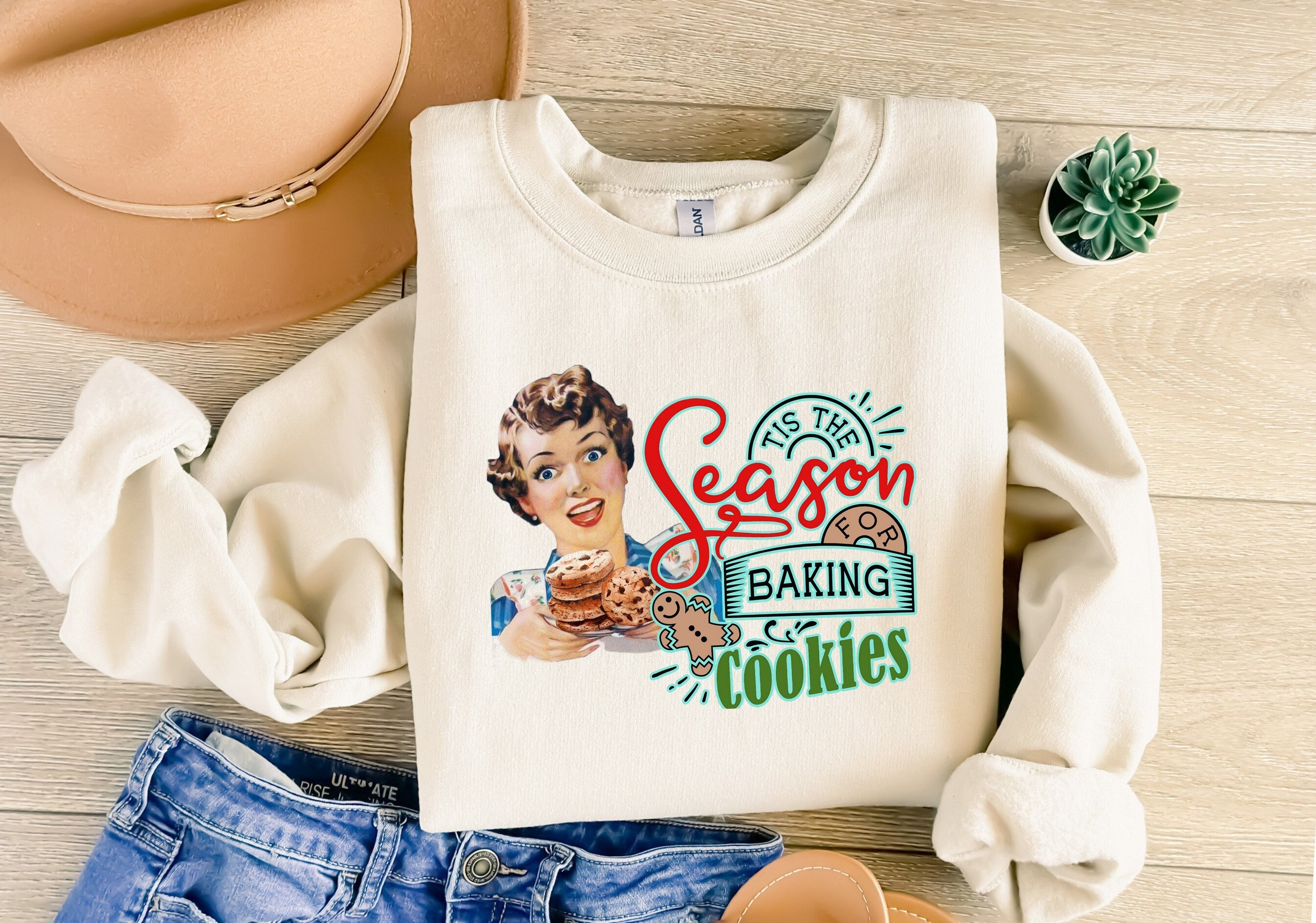 Funny Christmas Cookie Baking Sweatshirt, Christmas Cookie Crew, Funny Christmas Shirt For Women, Retro Christmas Sweater, Tis The Season