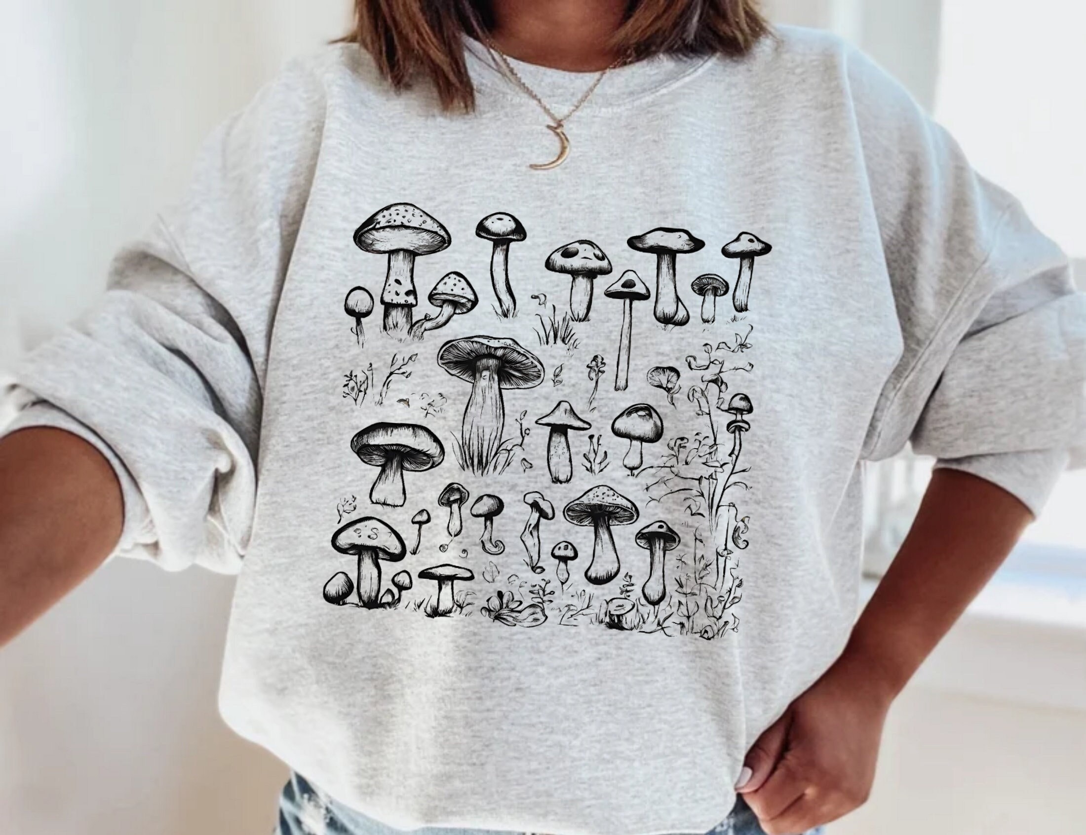 Aesthetic Mushroom Sweatshirt, Magic Mushroom Shirt, Cottagecore Shirt, Mushroom Sweater, Botanical Shirt, Nature Lover Mushroom Tee Shirt