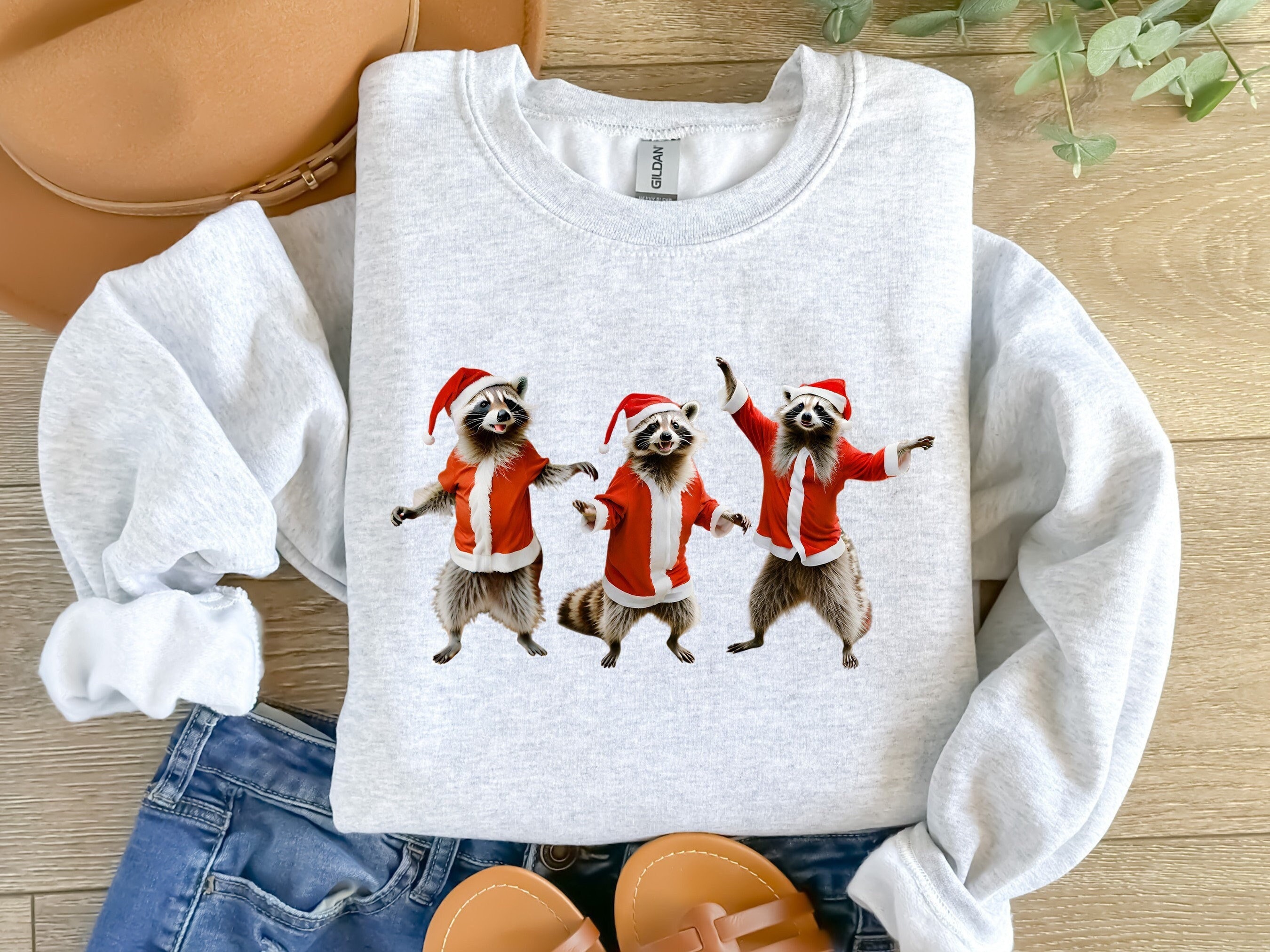 Funny Raccoon Christmas Sweatshirt, Raccoon Shirt, Funny Matching Family Christmas Shirt, Funny Animal Shirt, Funny Christmas Sweatshirt