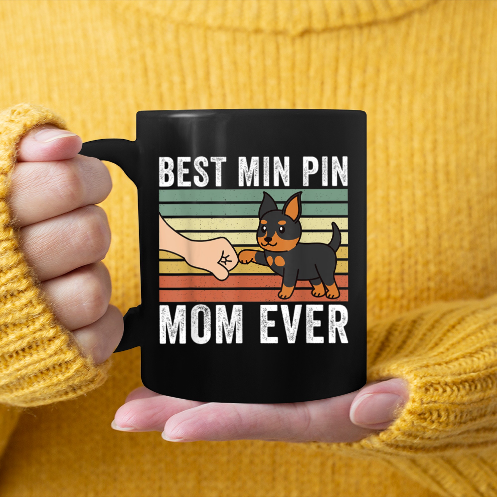 Best Miniature Pinscher Mom Ever Retro Vintage Dog mug black