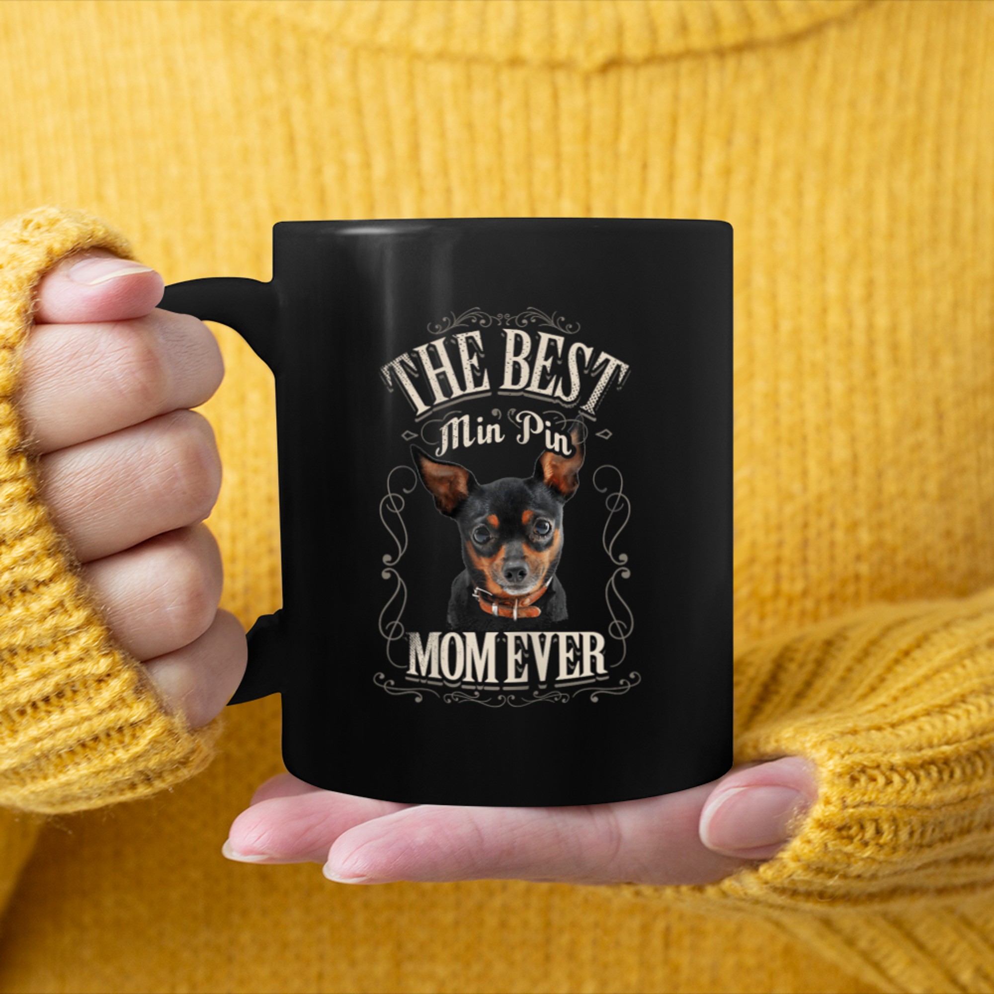 Best MinPin Mom Ever Miniature Pinscher Dog Gifts Vintage mug black