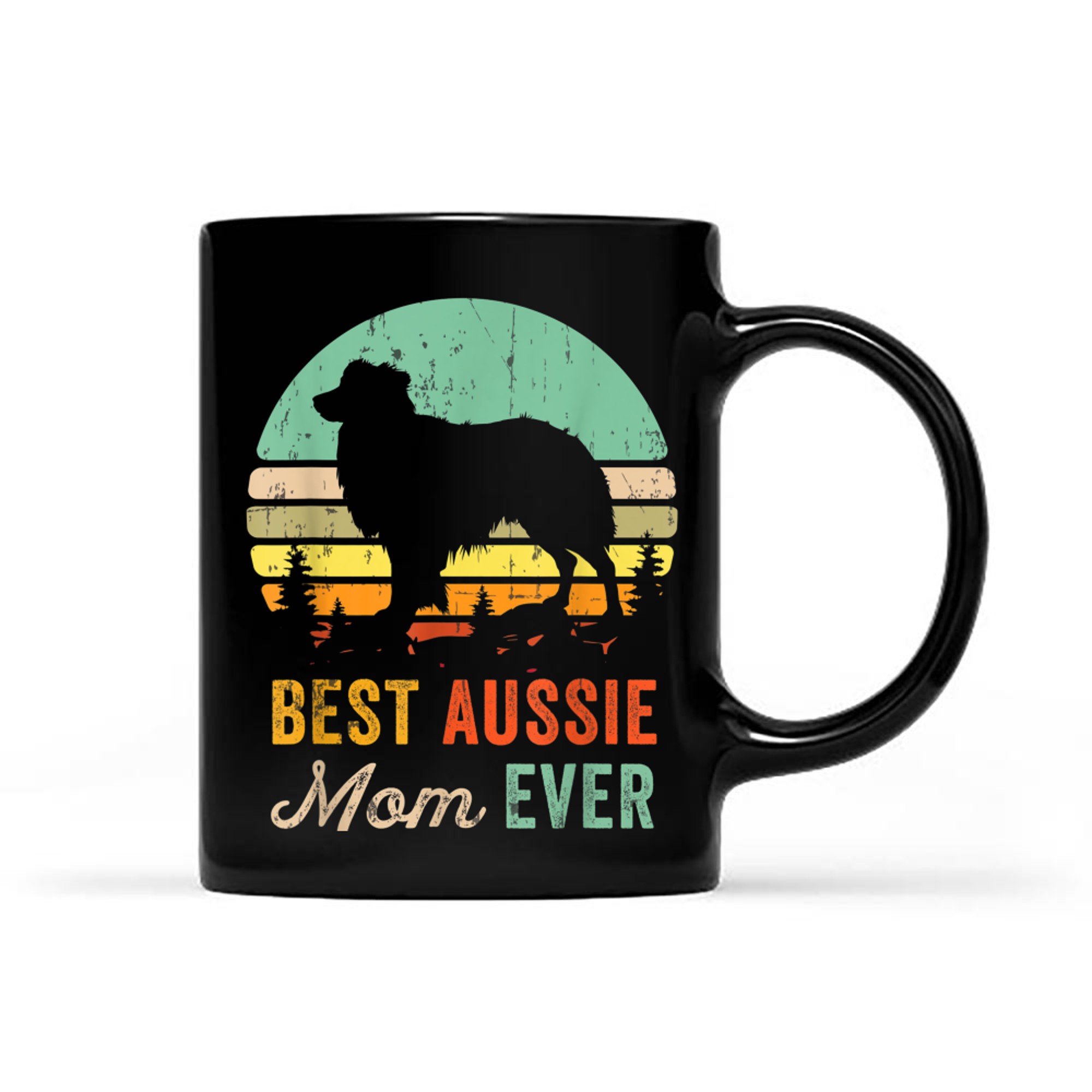 Best Mom Ever Gift Aussie Retro Austtalian Shepherd Dog Mama mug black
