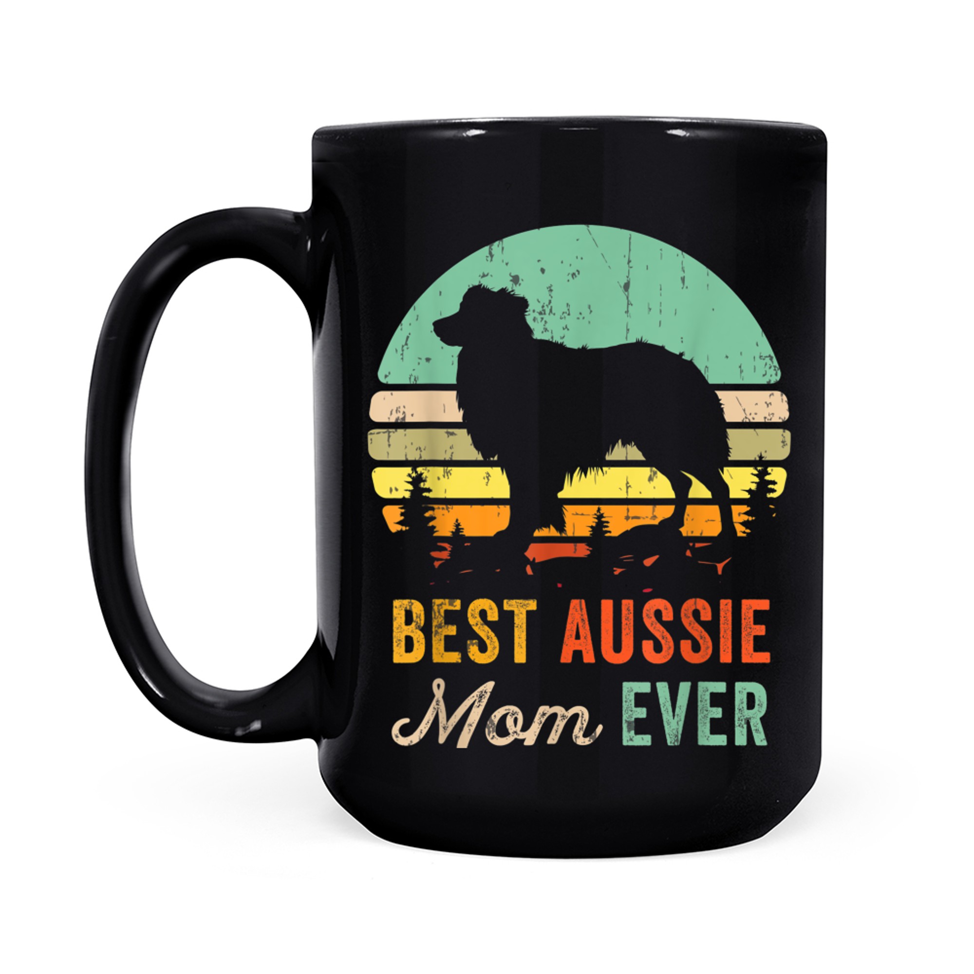 Best Mom Ever Gift Aussie Retro Austtalian Shepherd Dog Mama mug black