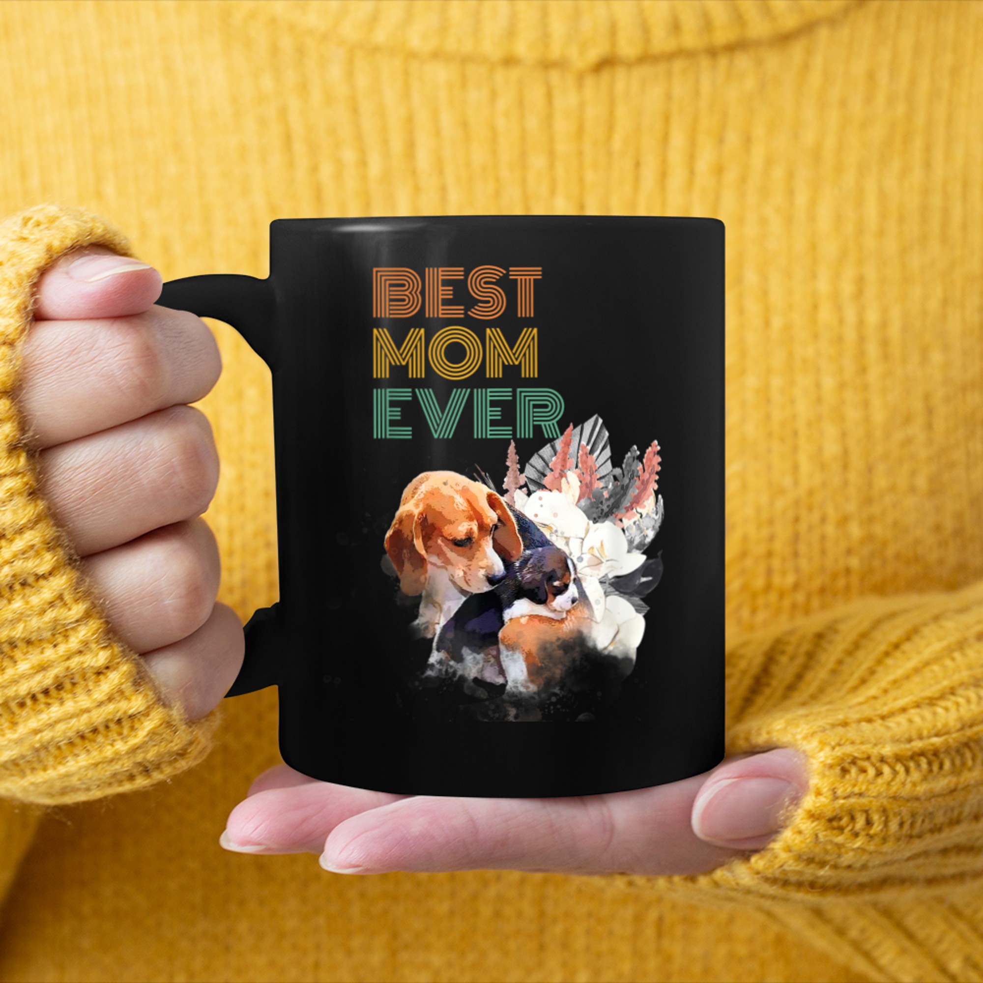 Best Mom Ever Mama Dog Cute Animal Mother's Day Gift mug black