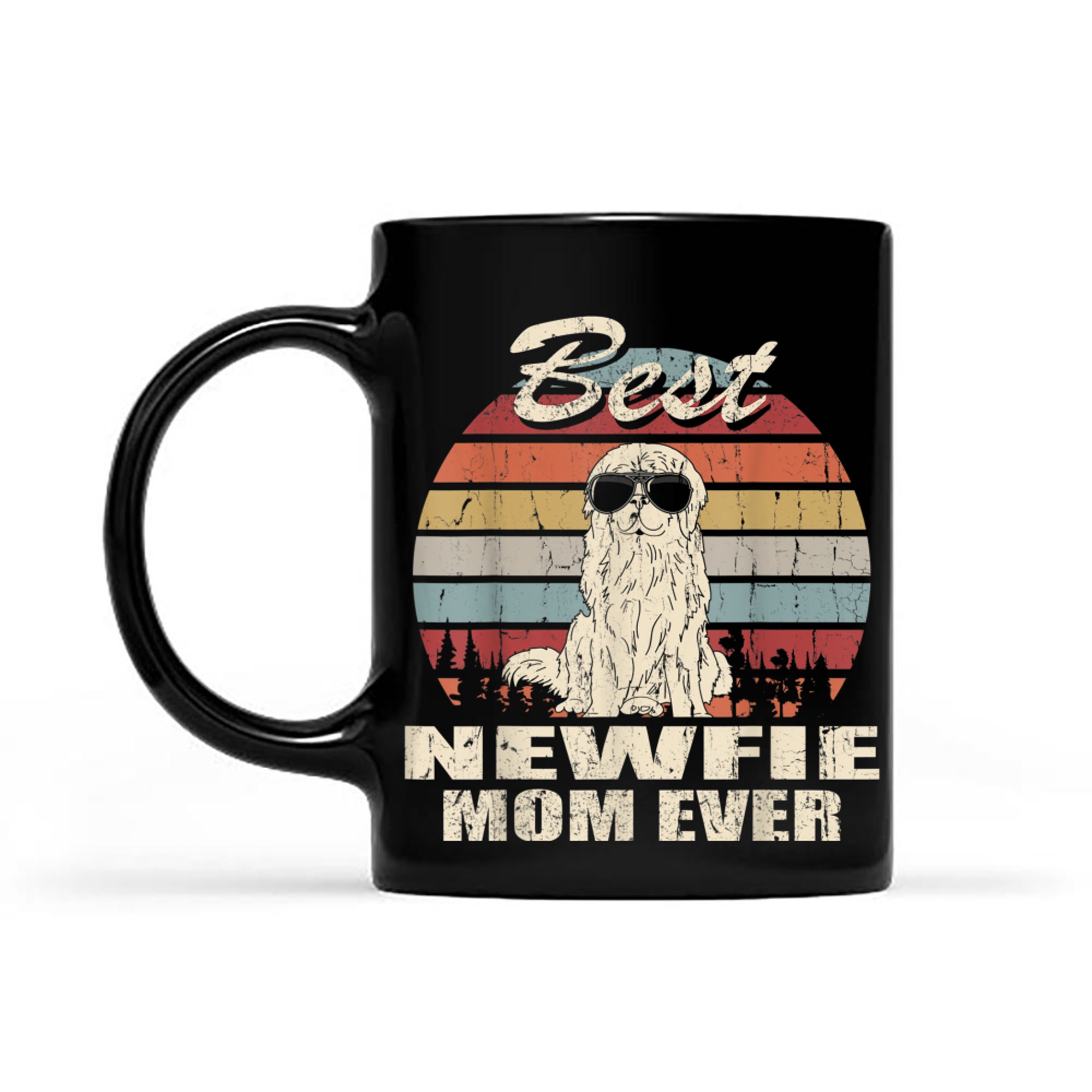 Best Newfie Mom Ever Vintage Retro Dog Mom mug black