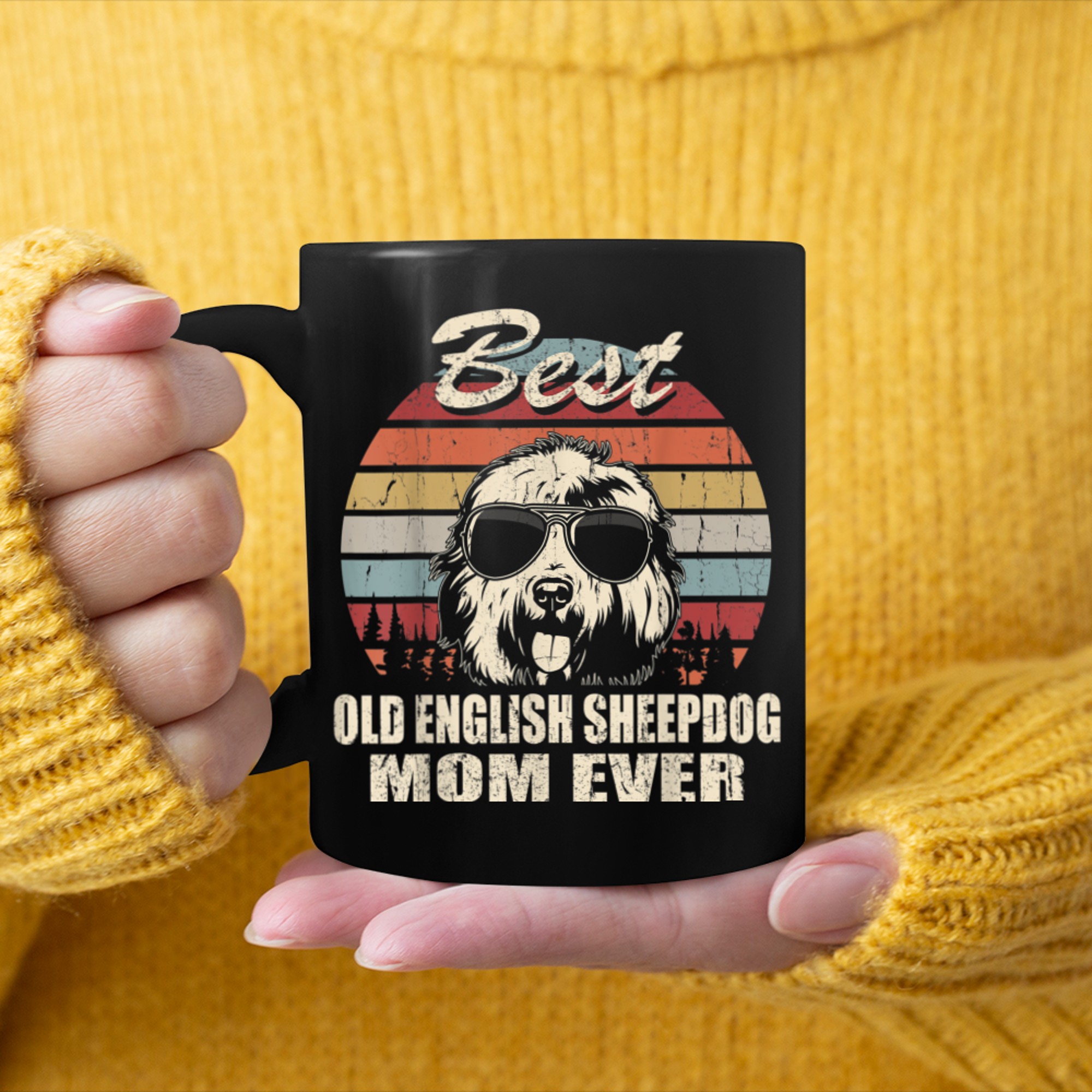 Best Old English Sheepdog Mom Ever Vintage Retro Dog Mom mug black