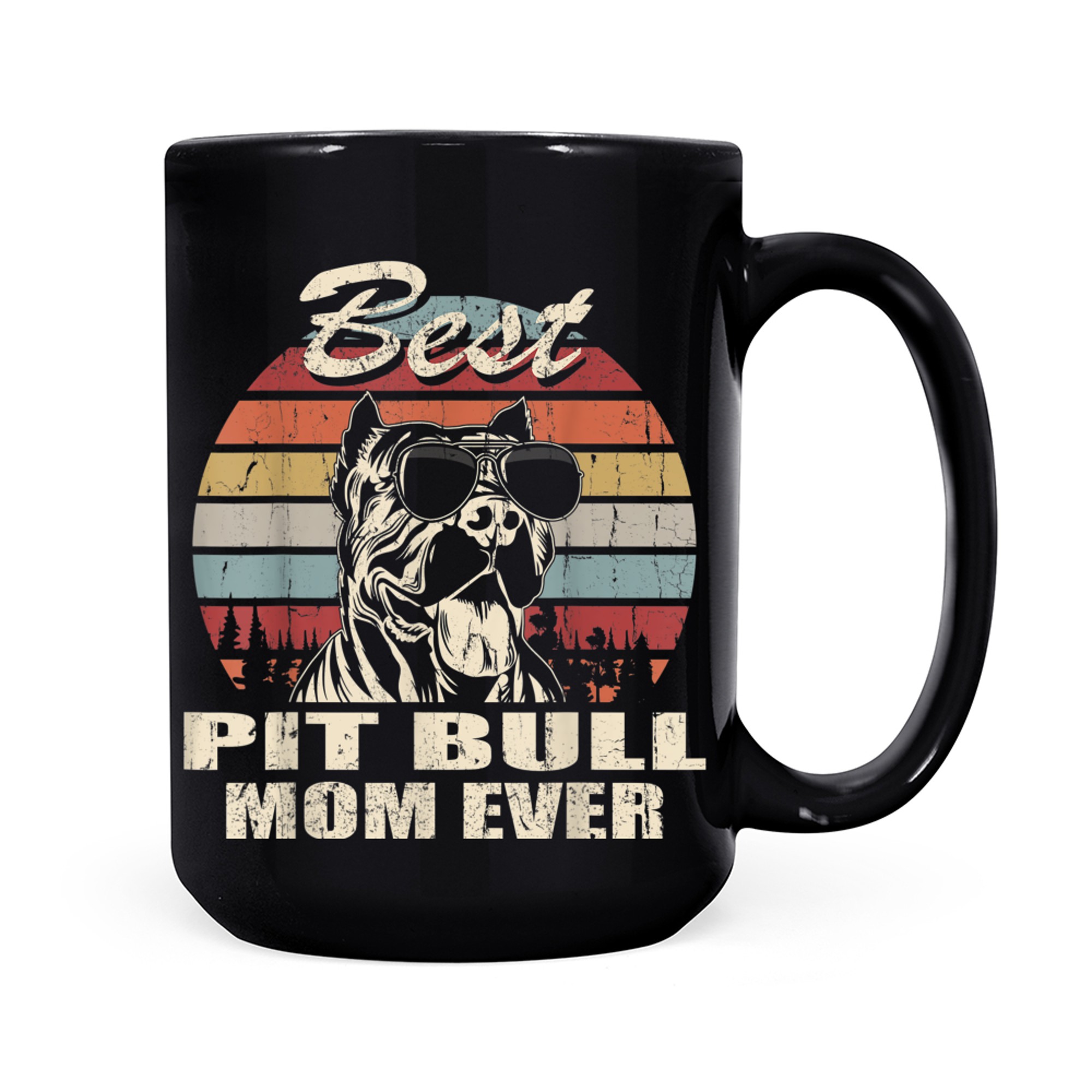 Best Pit Bull Mom Ever Vintage Retro Dog Mom mug black
