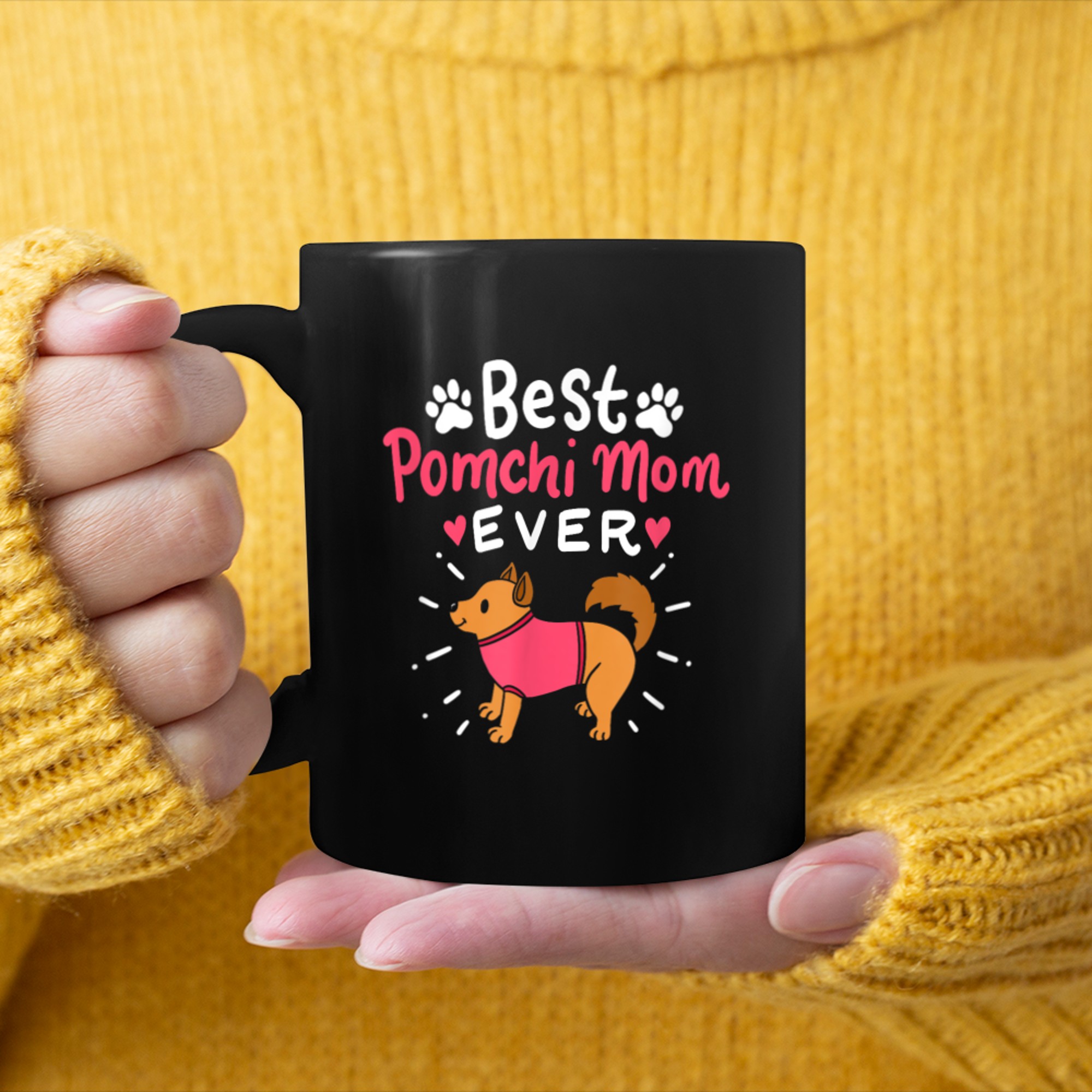 Best Pomchi Mom Ever Pom Dog Pet Owner Mother's Day Apparel mug black