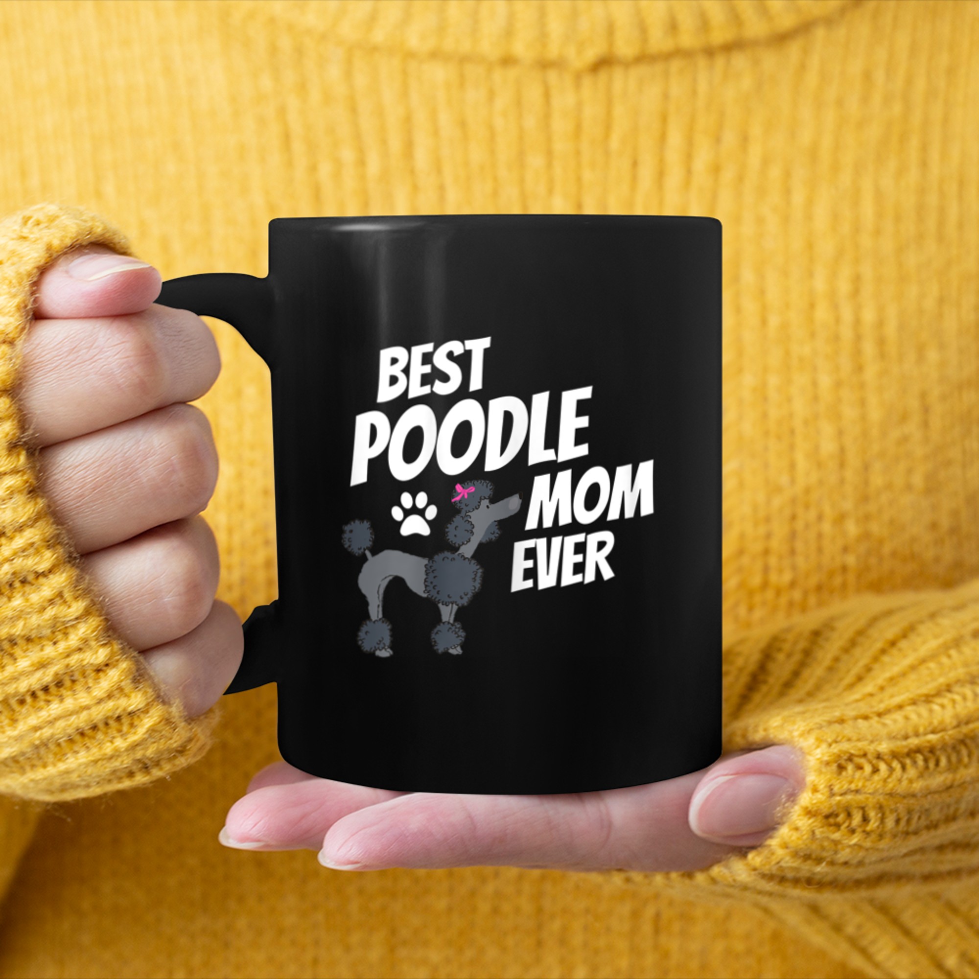 Best Poodle Mom Ever Cute Dog Puppy Pet Lover Gift mug black