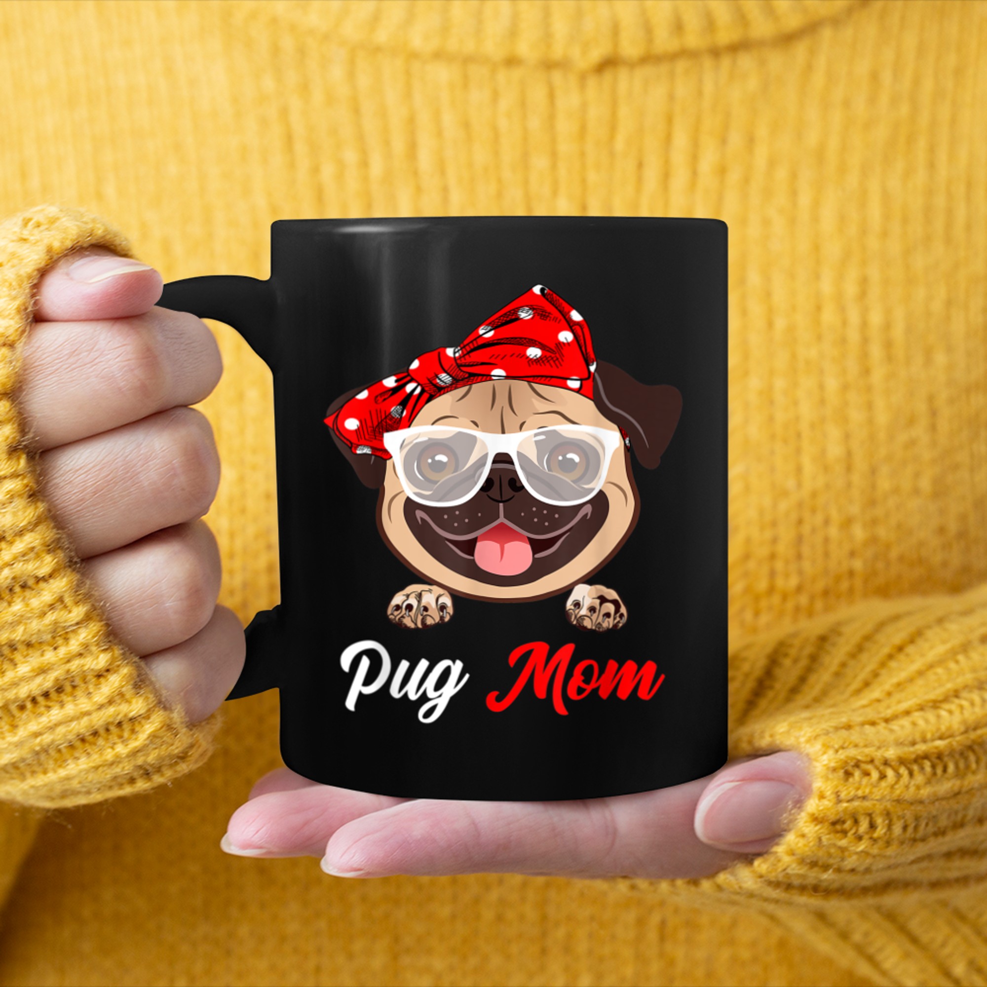 Best Pug Mom Ever Funny Dog Mom Vintage Gifts mug black