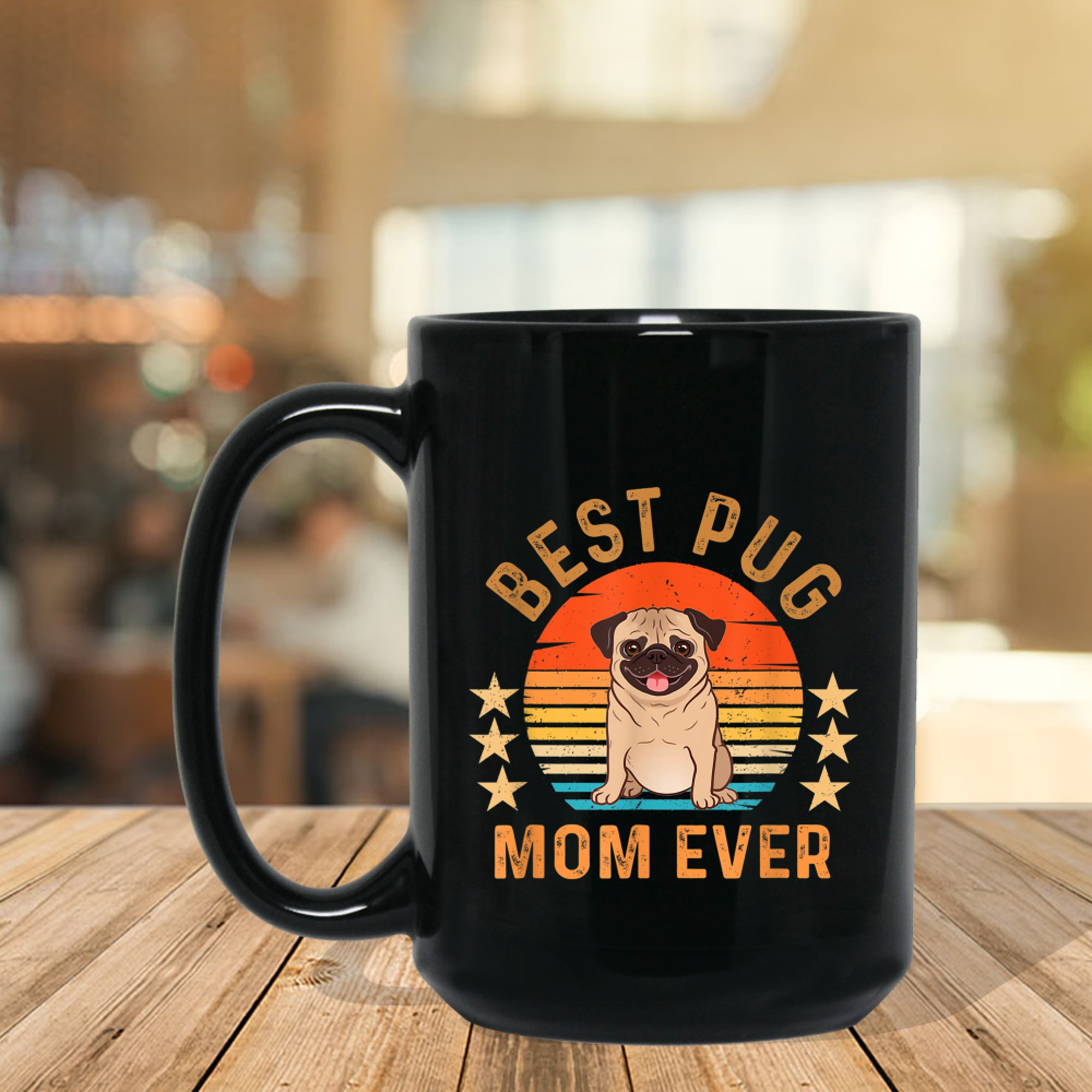 Best Pug Mom Ever Vintage Retro Funny Dog Lover mug black