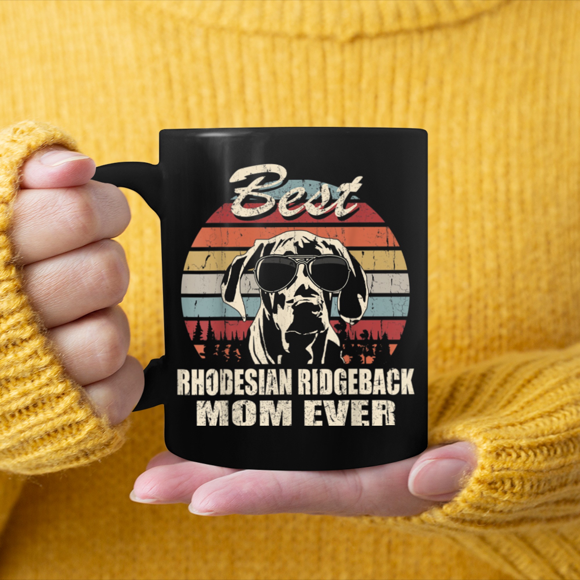 Best Rhodesian Ridgeback Mom Ever Vintage Retro Dog Mom mug black