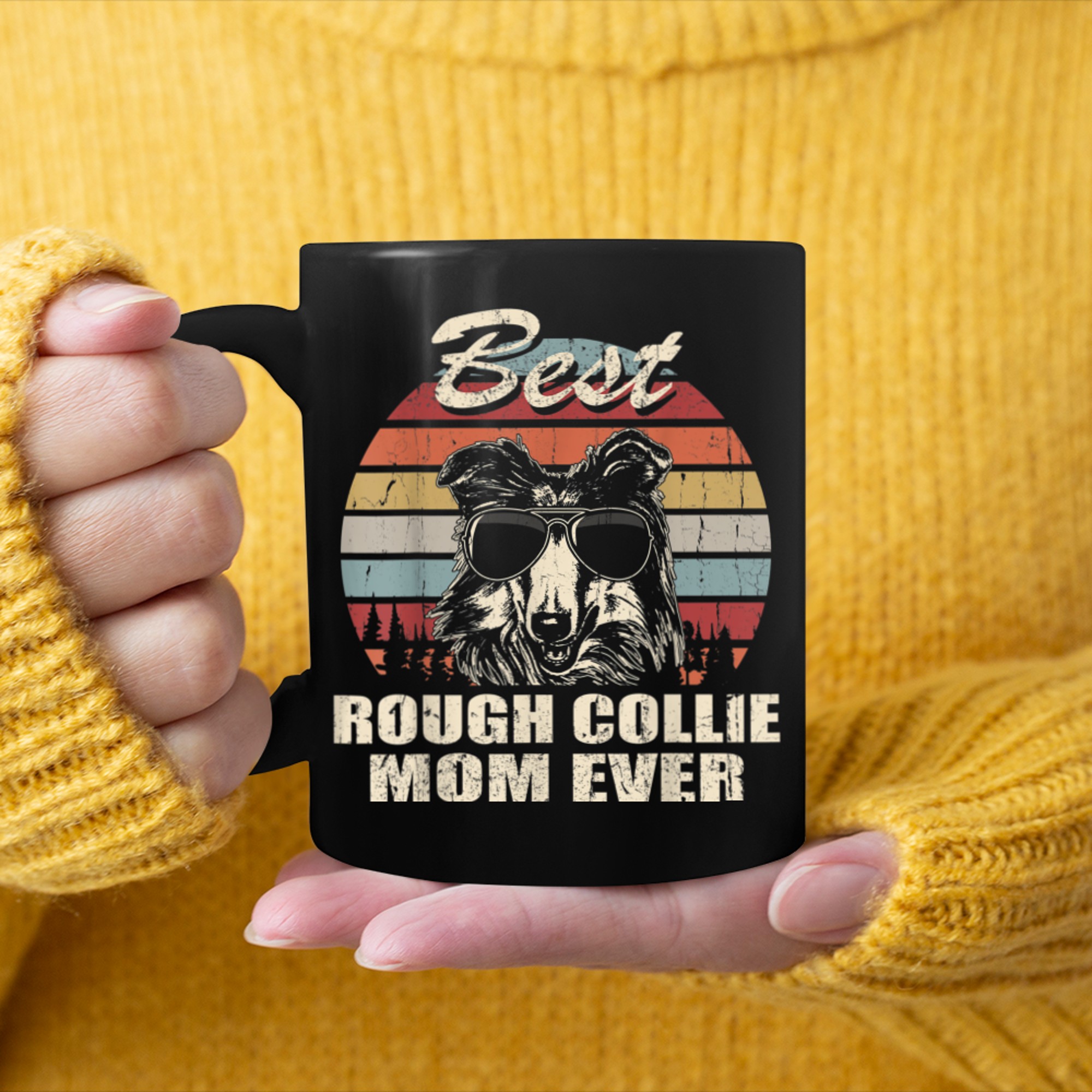 Best Rough Collie Mom Ever Vintage Retro Dog Mom mug black
