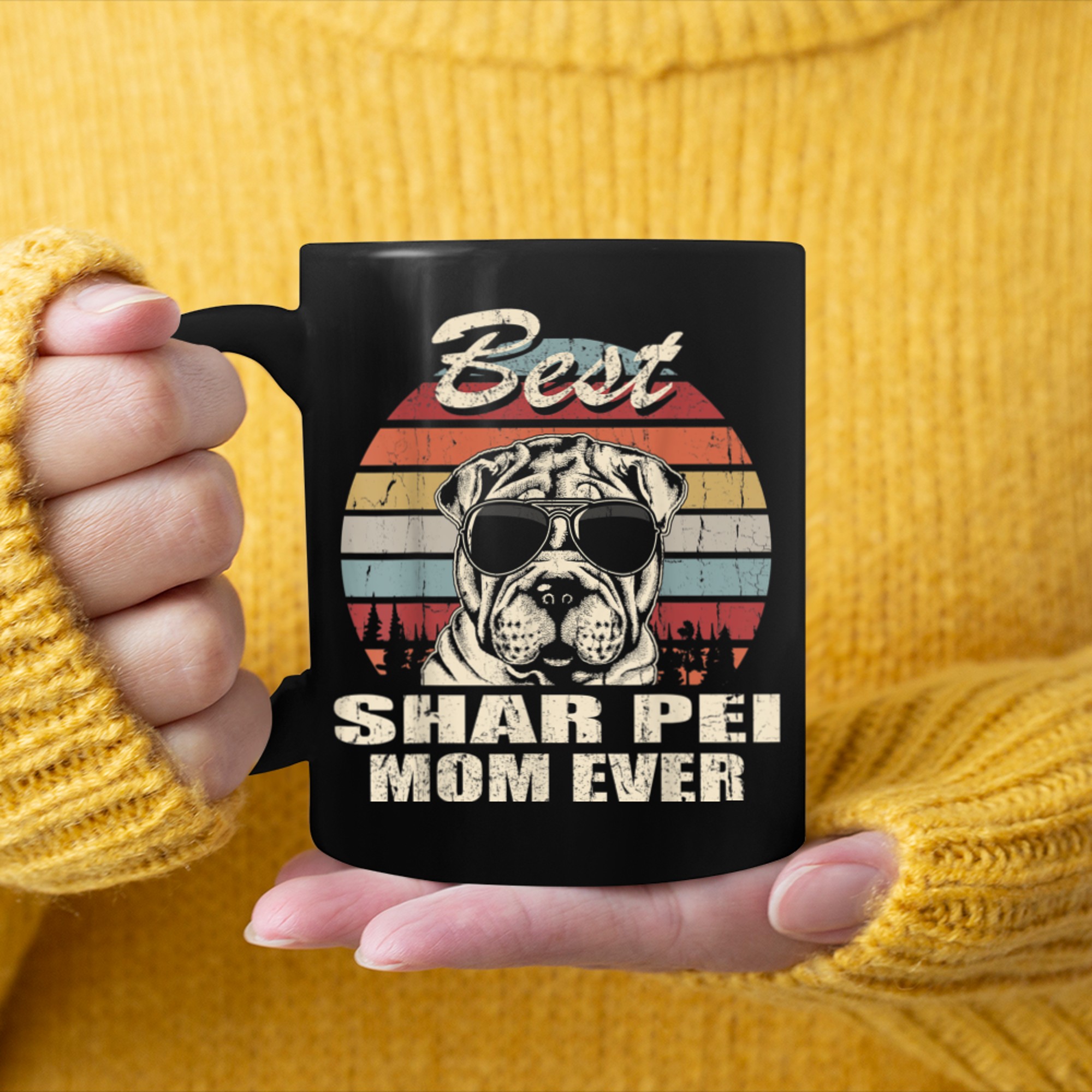 Best Shar Pei Mom Ever Vintage Retro Dog Mom mug black