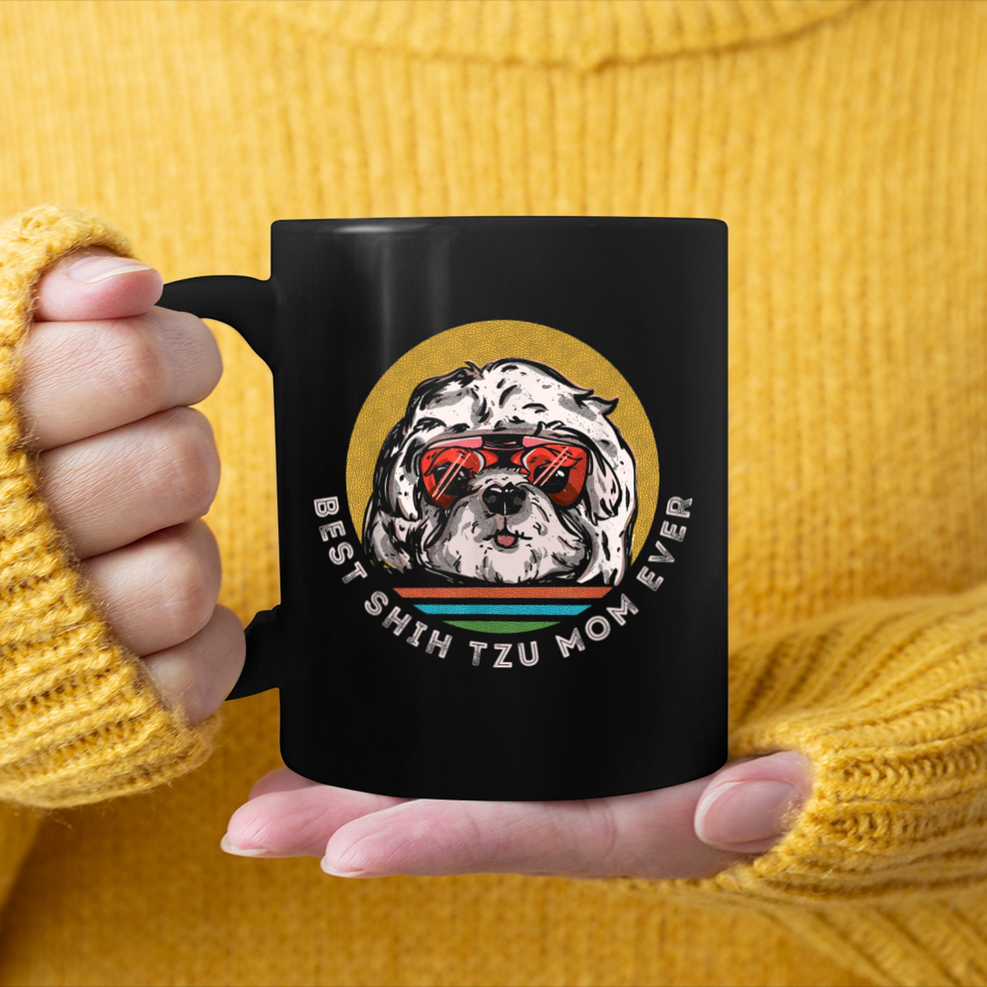 Best Shih Tzu Mom Ever - Funny & Cute Toy Dog Mama mug black