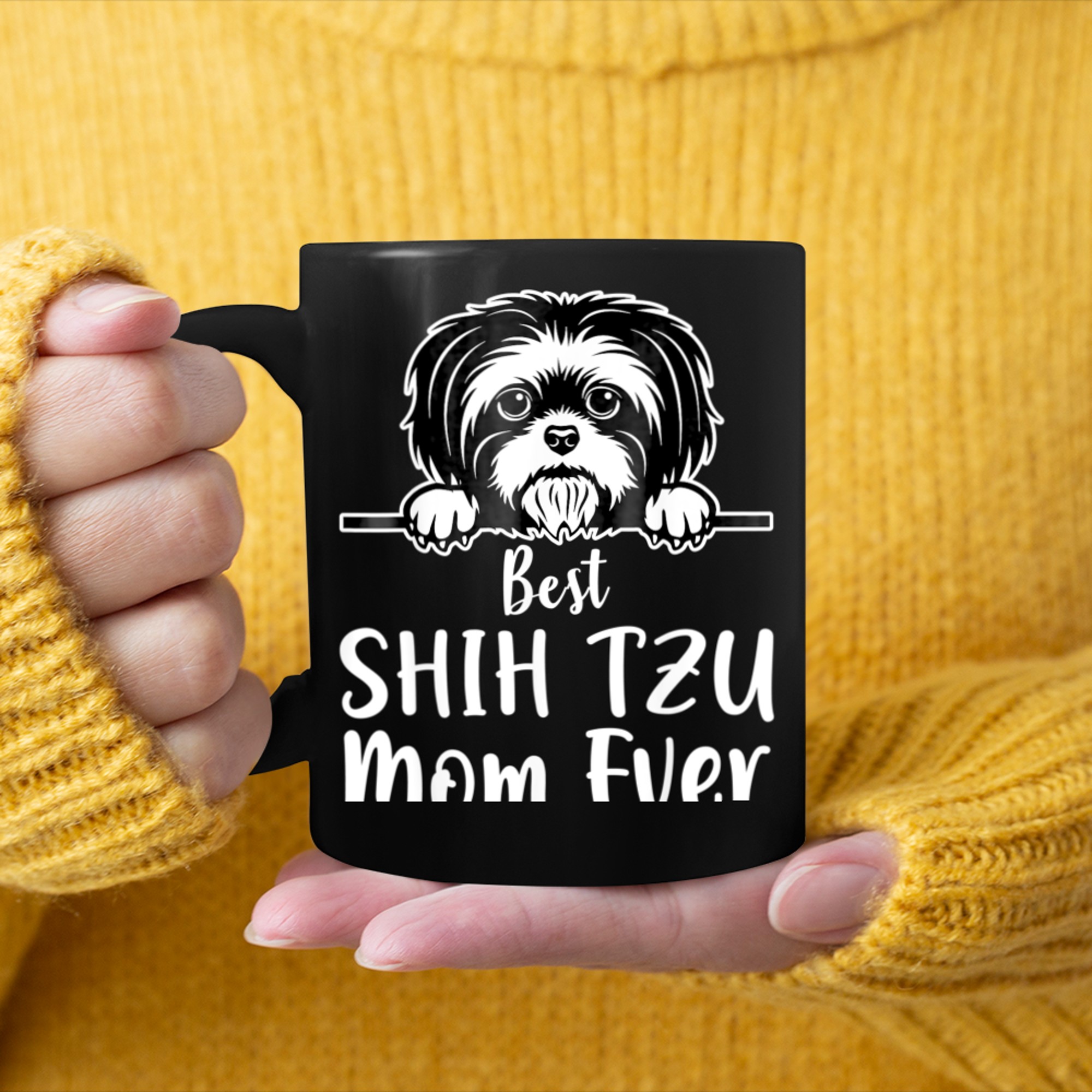 Best Shih Tzu Mom Ever Cute Dog Mom Fur Mama Pet Owner Gift mug black