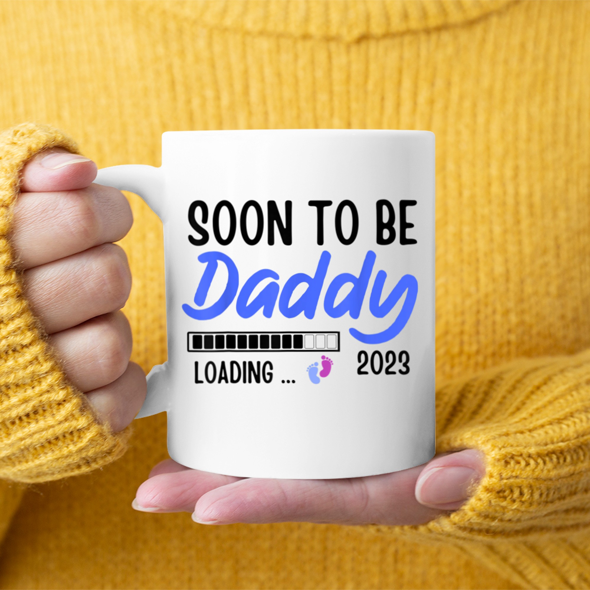 Mens Soon To Be Daddy Est.New Dad Pregnancy (2) mug white