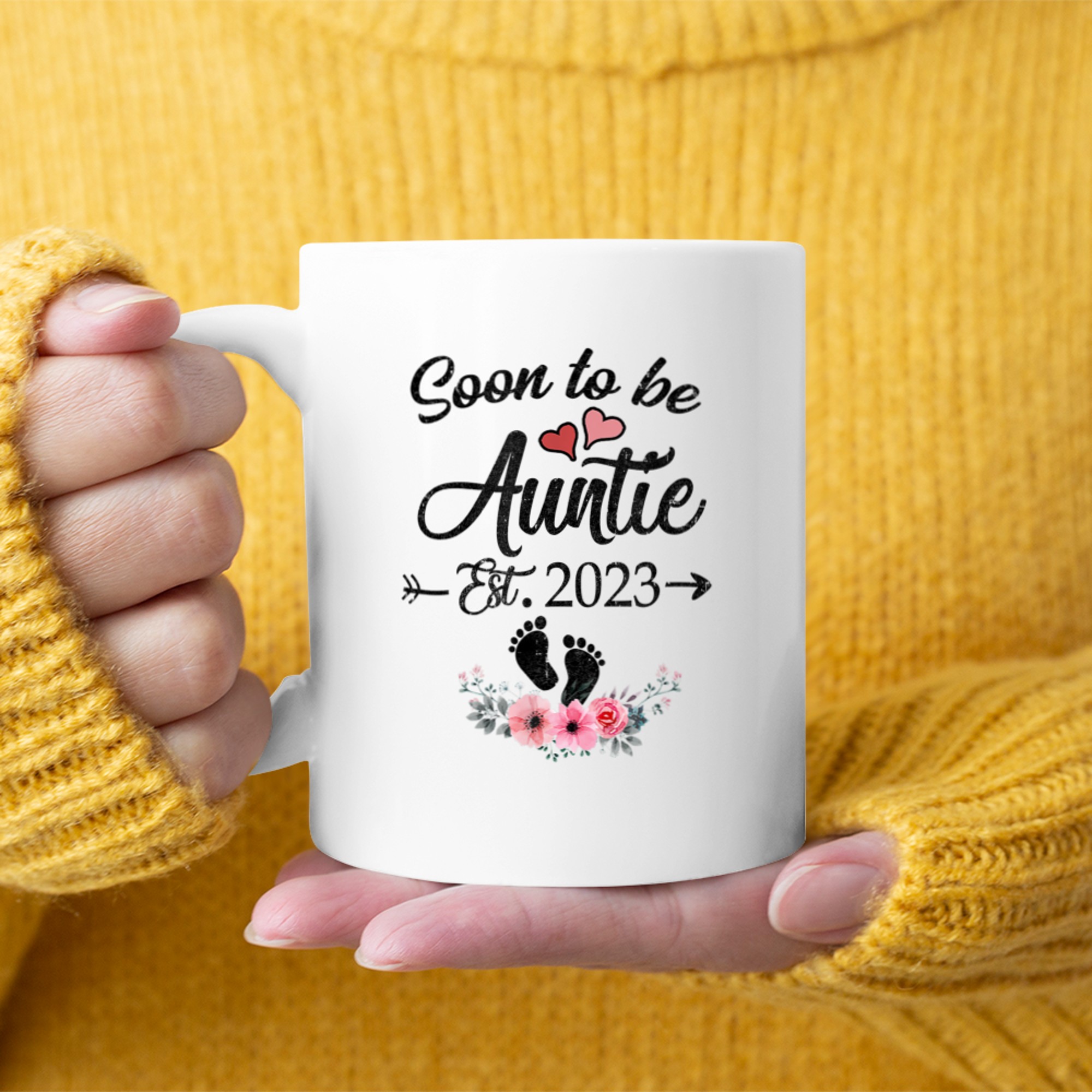 Soon To Be Auntie New Auntie For Mothers Day mug white