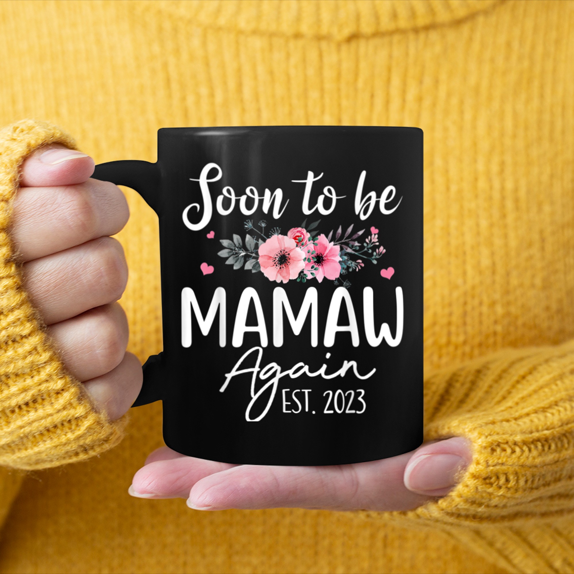 Womens Soon To Be Mamaw Again Flower mug black