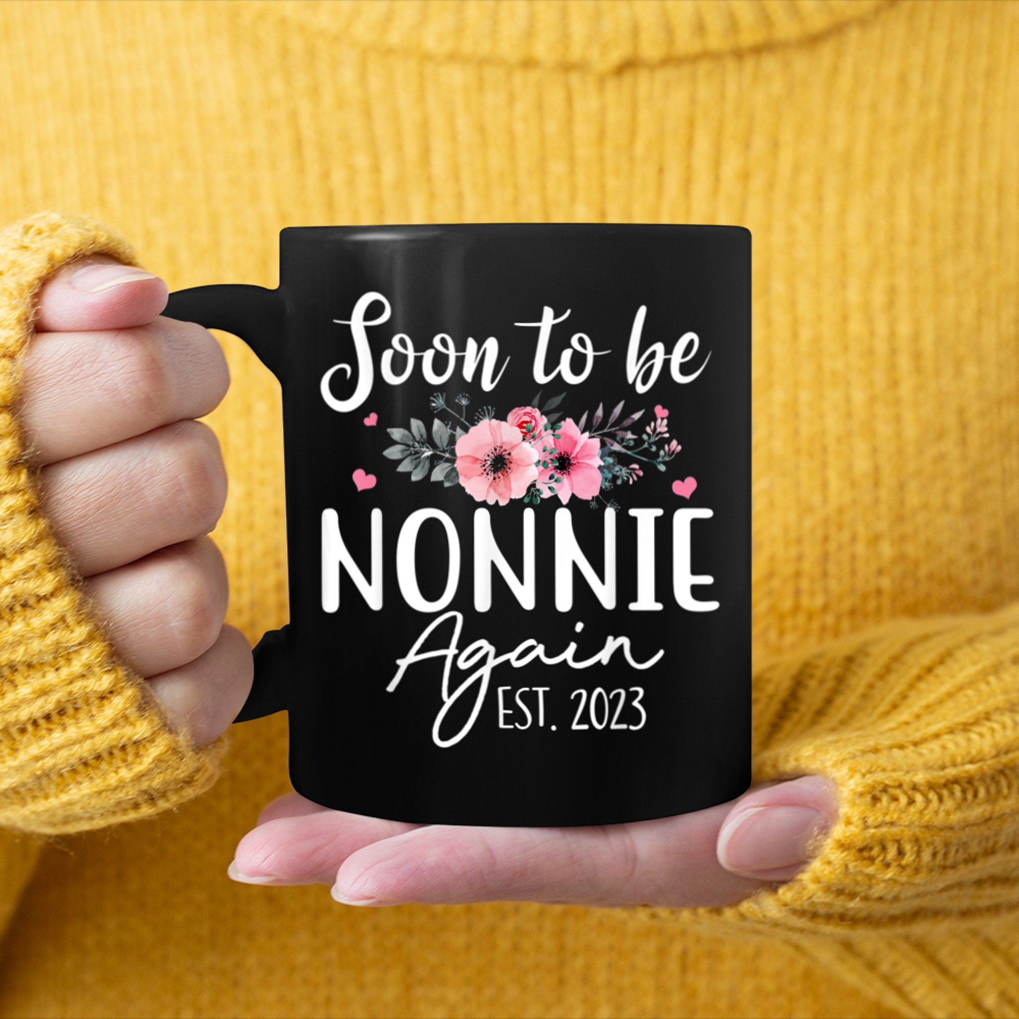 Womens Soon To Be Nonnie Again Flower mug black