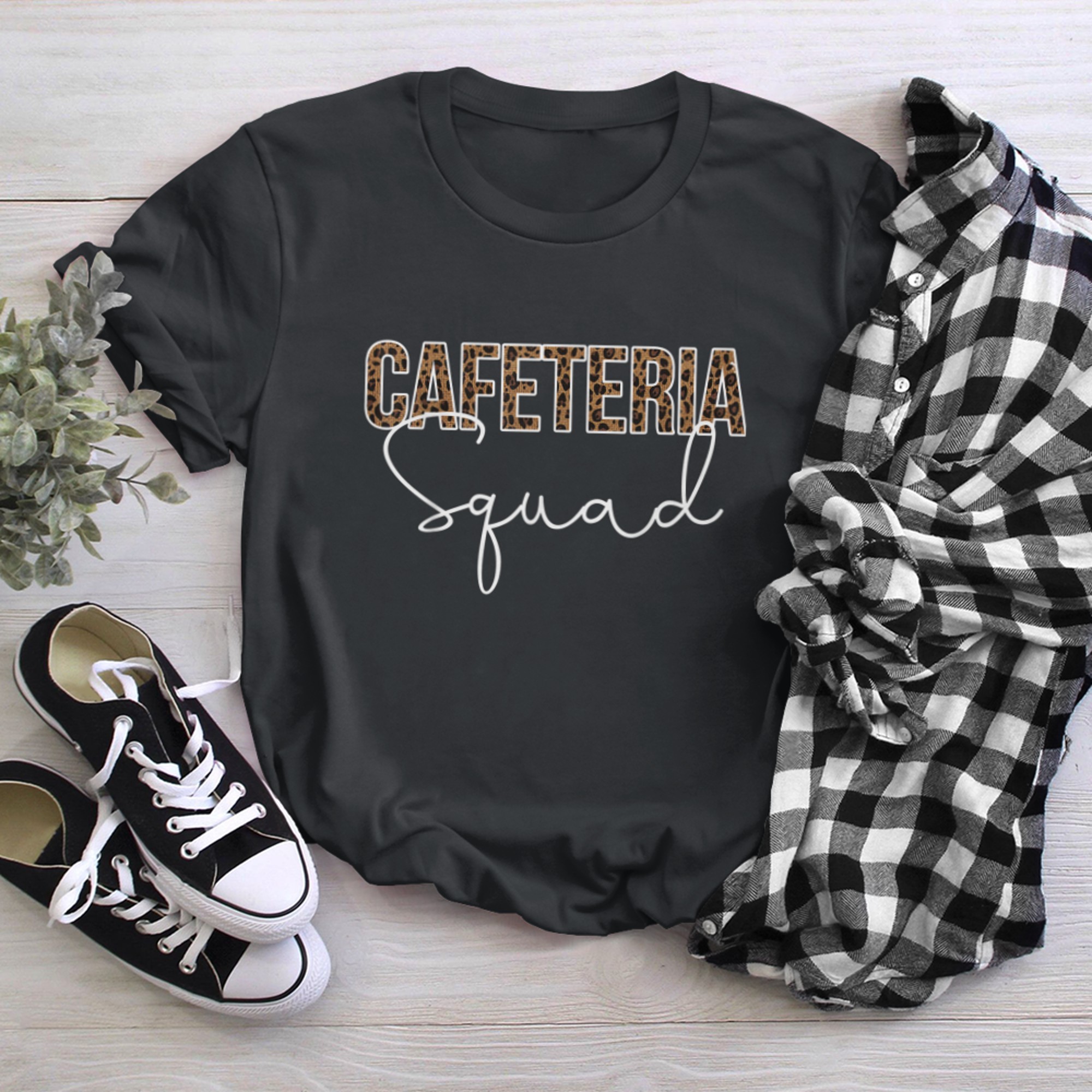 Cafeteria Squad Leopard Lunch Lady Crew School Team Staff t-shirt black