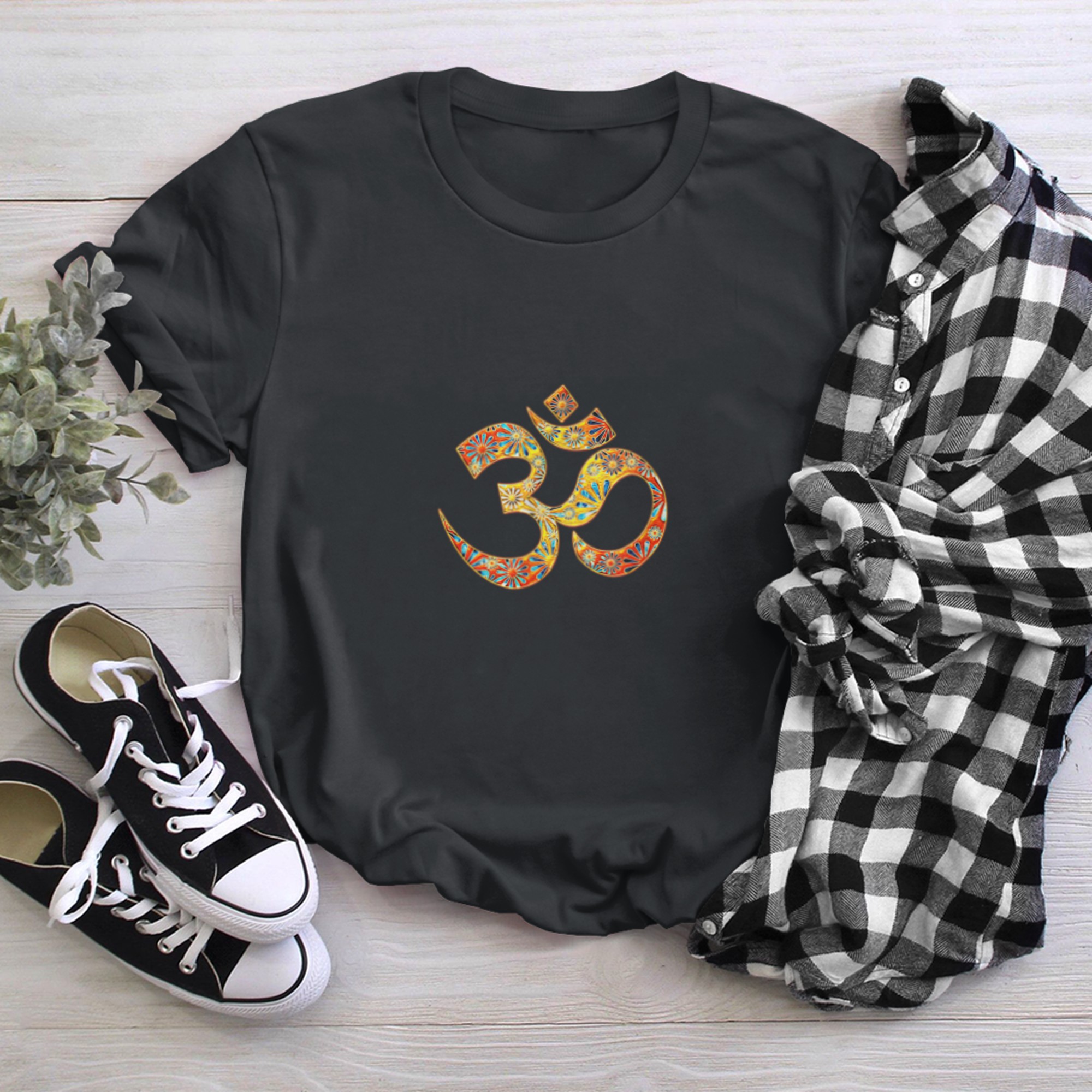 Om Mantra Symbol Flower Buddhism Yoga Spirituality Buddha t-shirt black