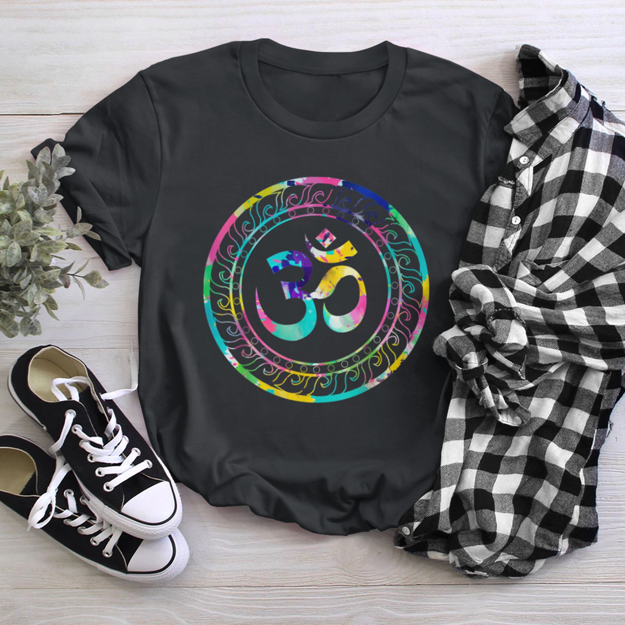 Om Ohm Aum Symbol Spiritual Yoga (22) t-shirt black